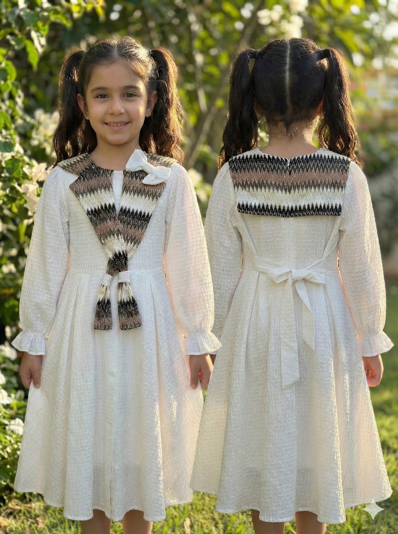 The Chevron Knit Sailor Dress – Ivory & Earth Tones — image 1