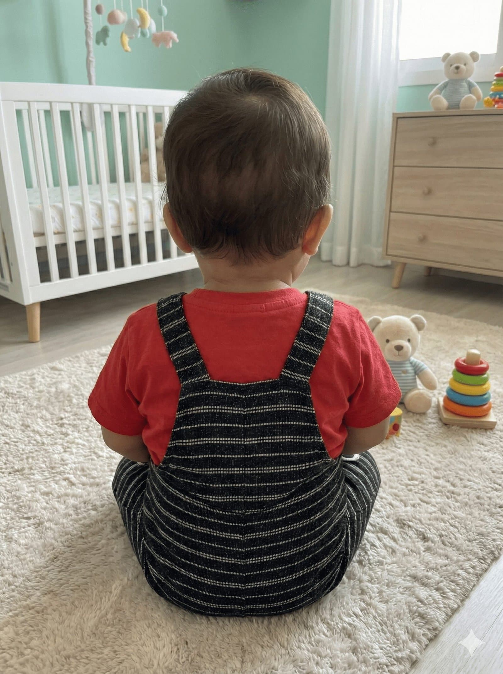 SPICE KIDS BABY Black Striped Bear Dungarees & Red Tee Set — image 2