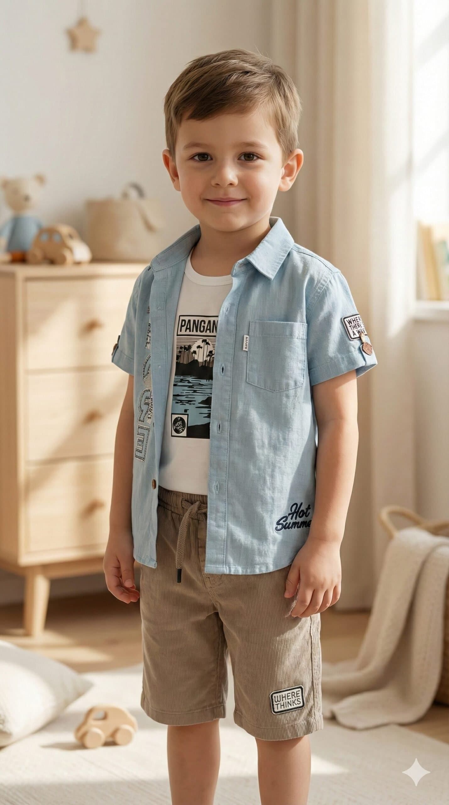 The 'Summer Explorer' Graphic 3-Piece Set – Sky Blue & Sand — image 1