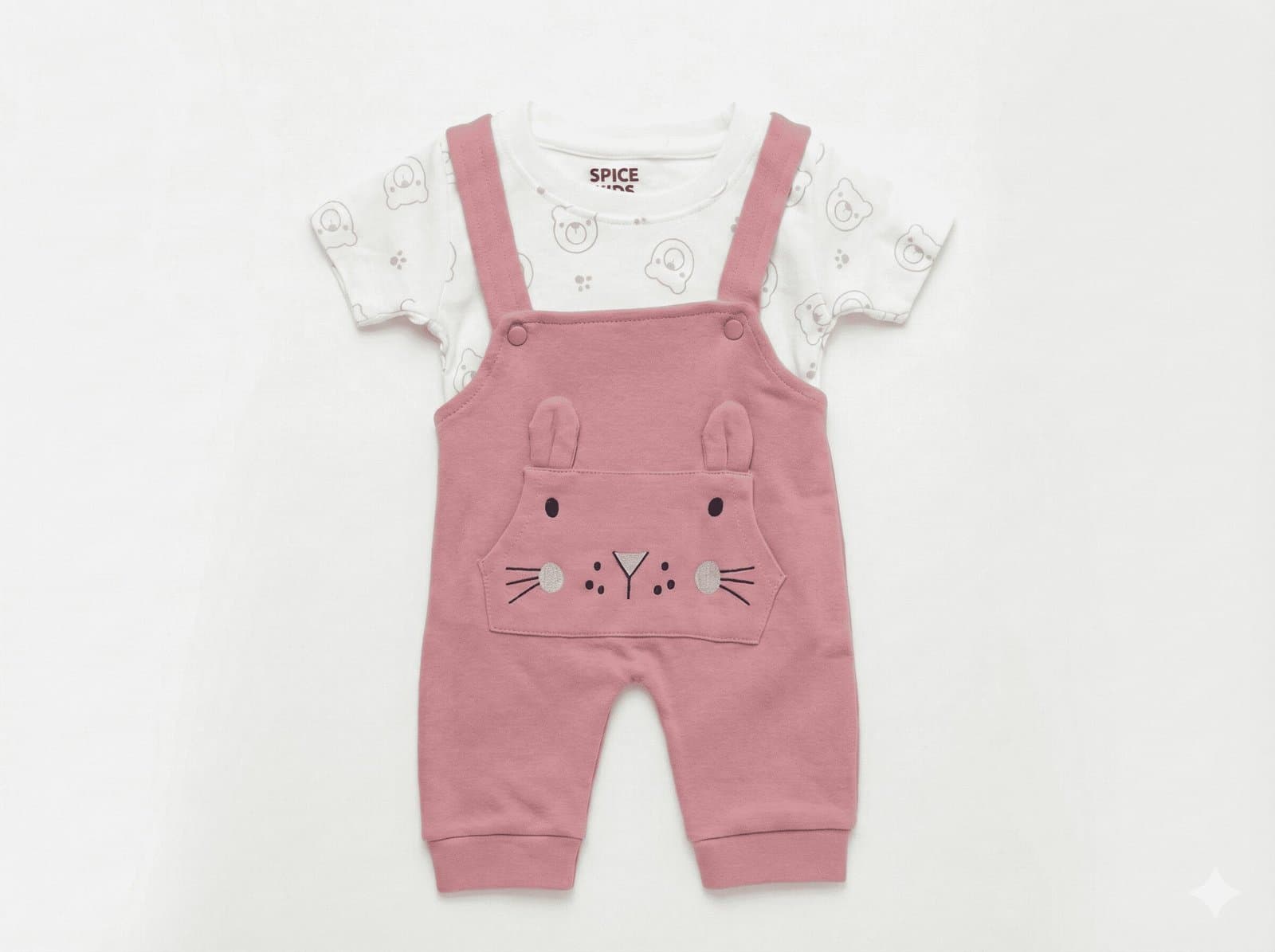 SPICE KIDS BABY Dusty Pink Bunny Dungaree Set — image 2