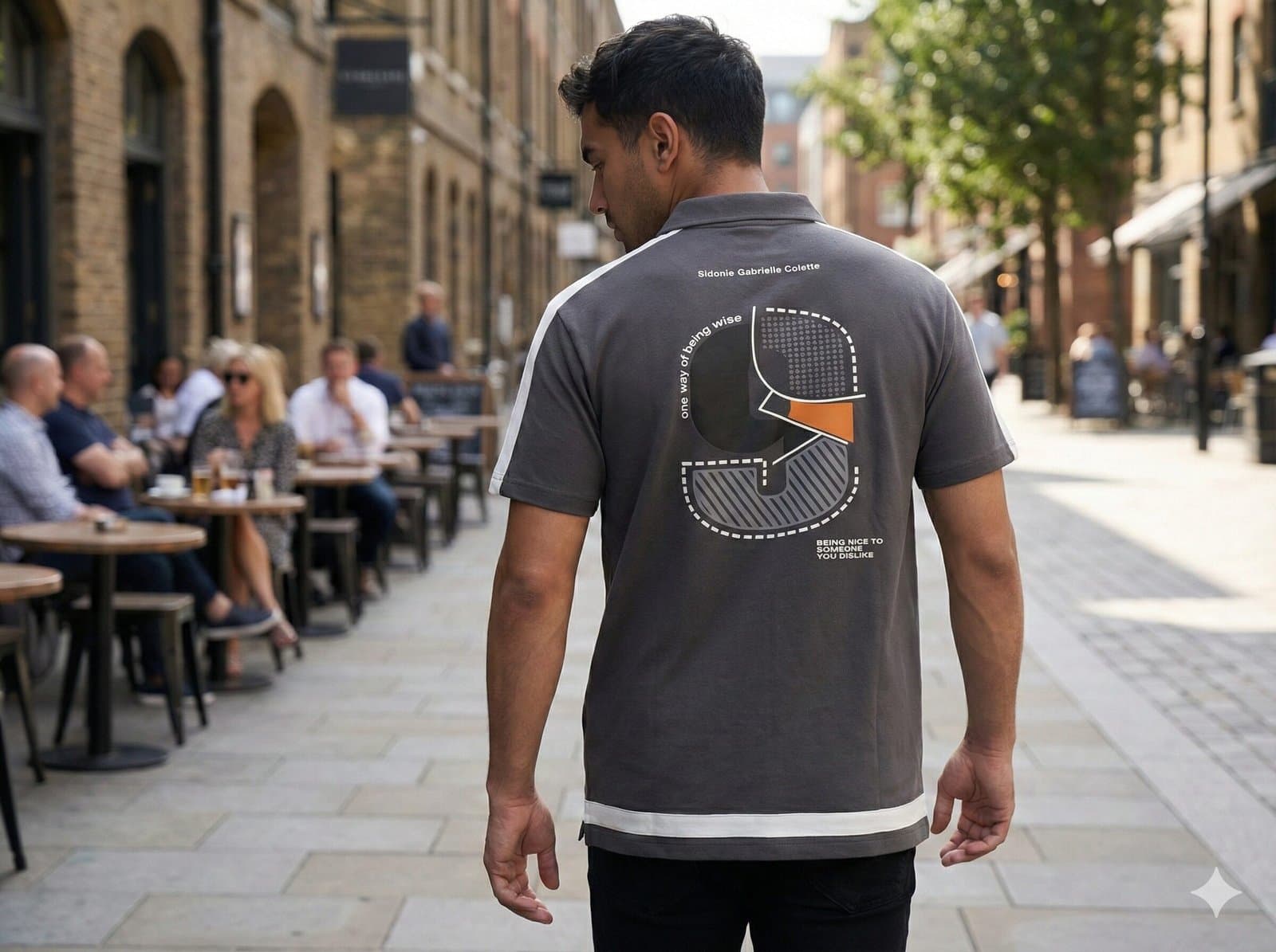 S-Edge Graphic Polo T-Shirt-Grey — image 2