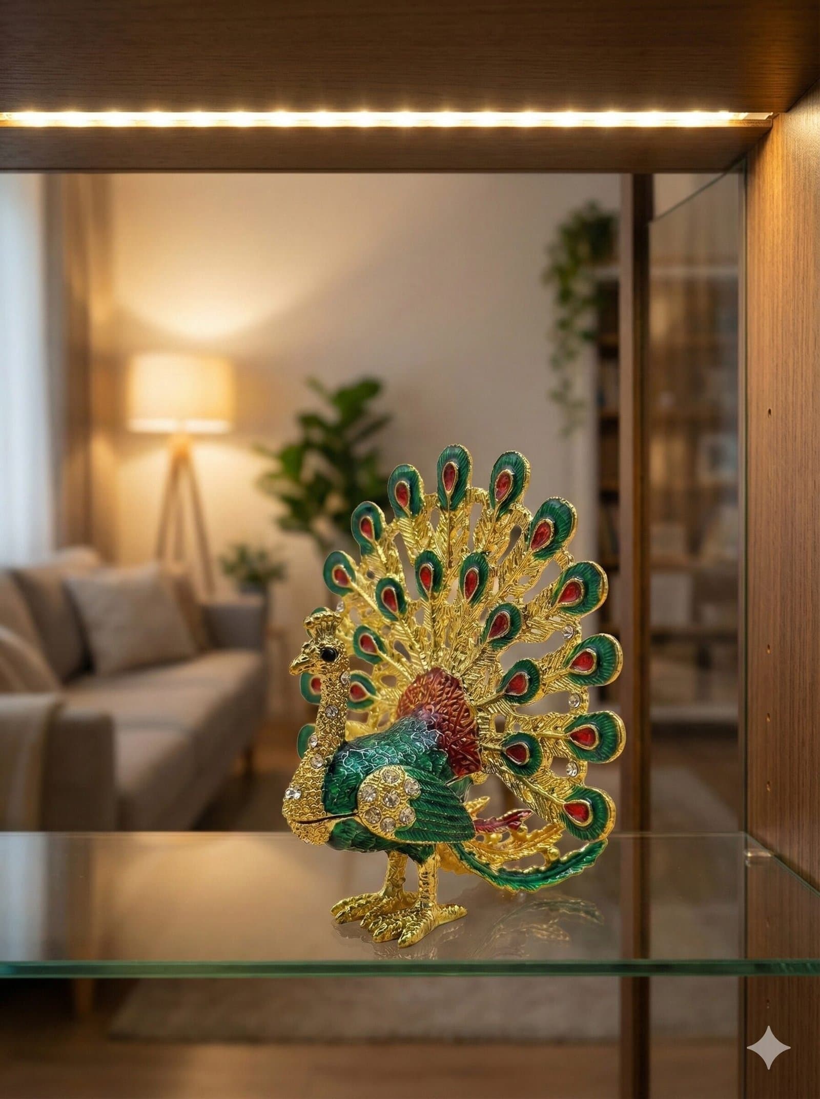 The Royal Plume: Exquisite Enameled Peacock Souvenir — image 1