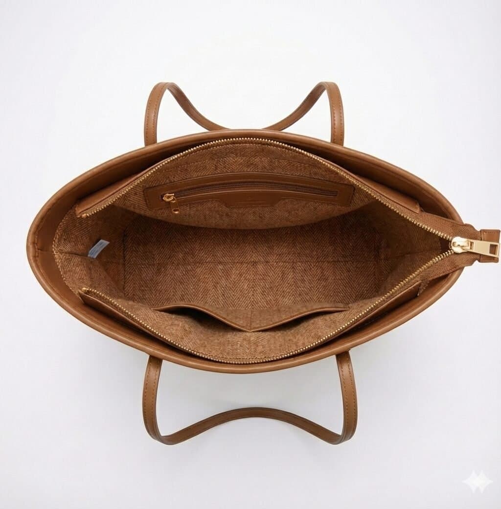 The Siena Herringbone Woven Tote Rust Brown — image 2
