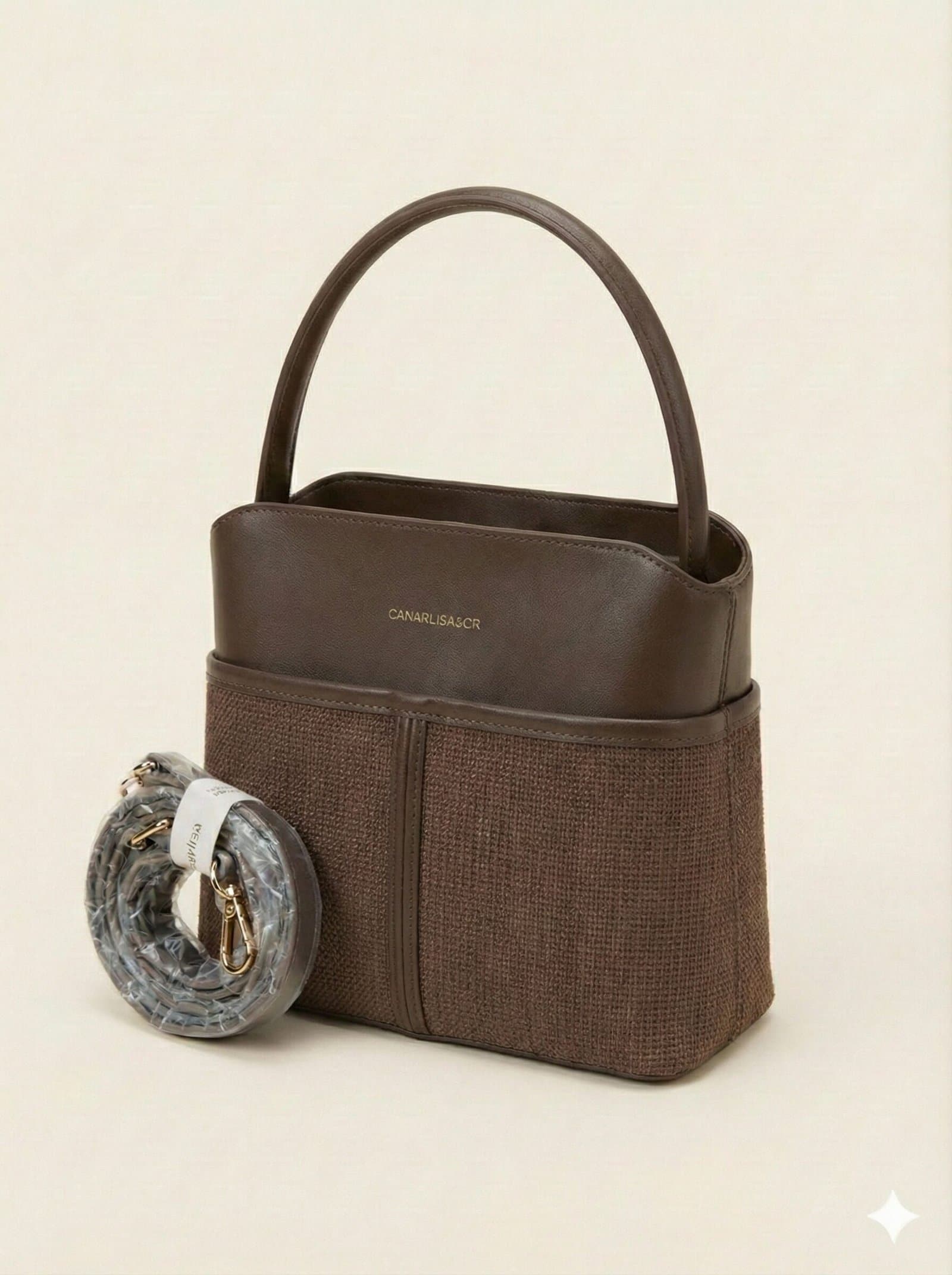 The Two-Tone Textured Satchel – Espresso Brown — image 3