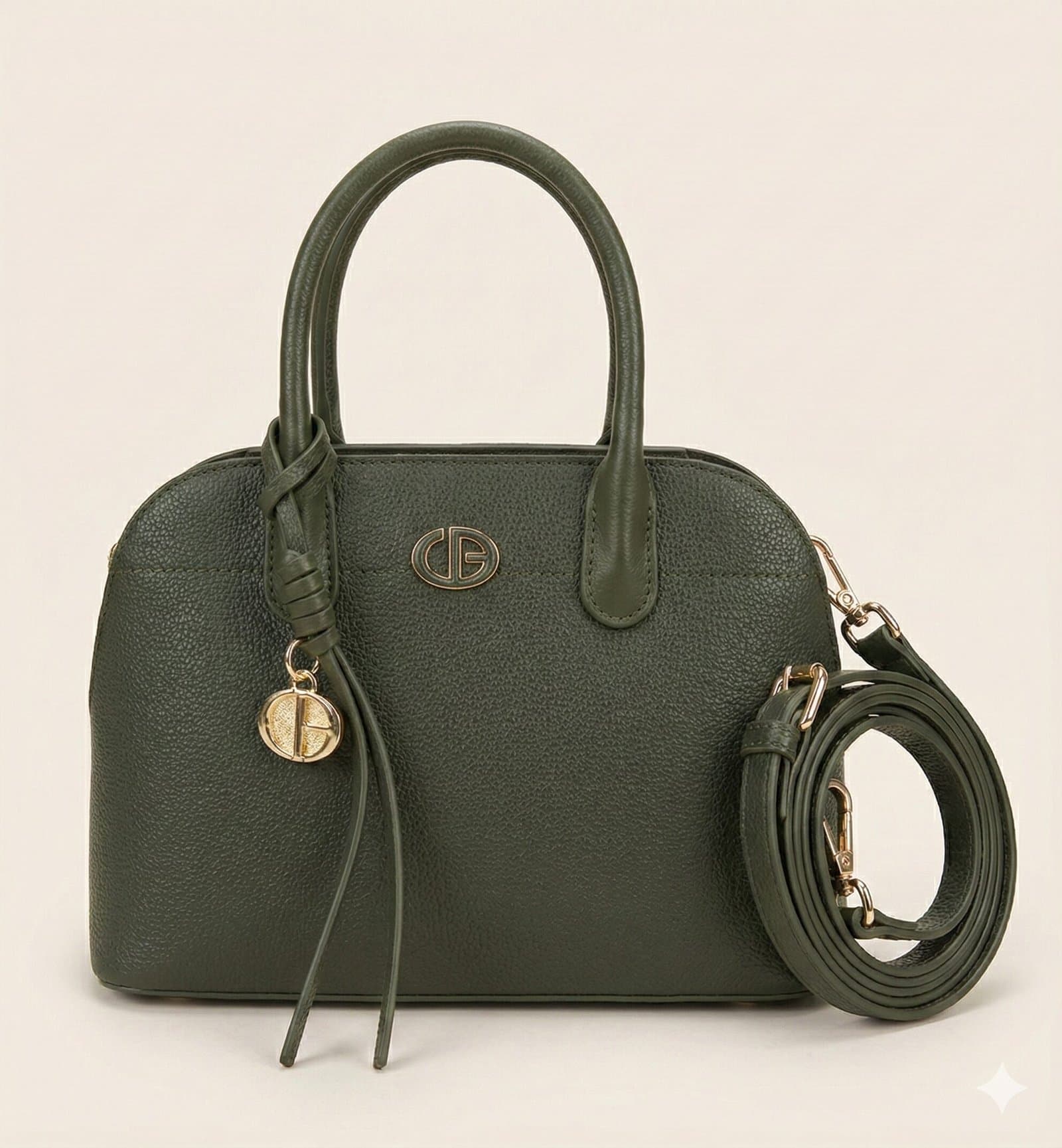 The Pebbled Dome Satchel with Charm – Forest Green — image 1