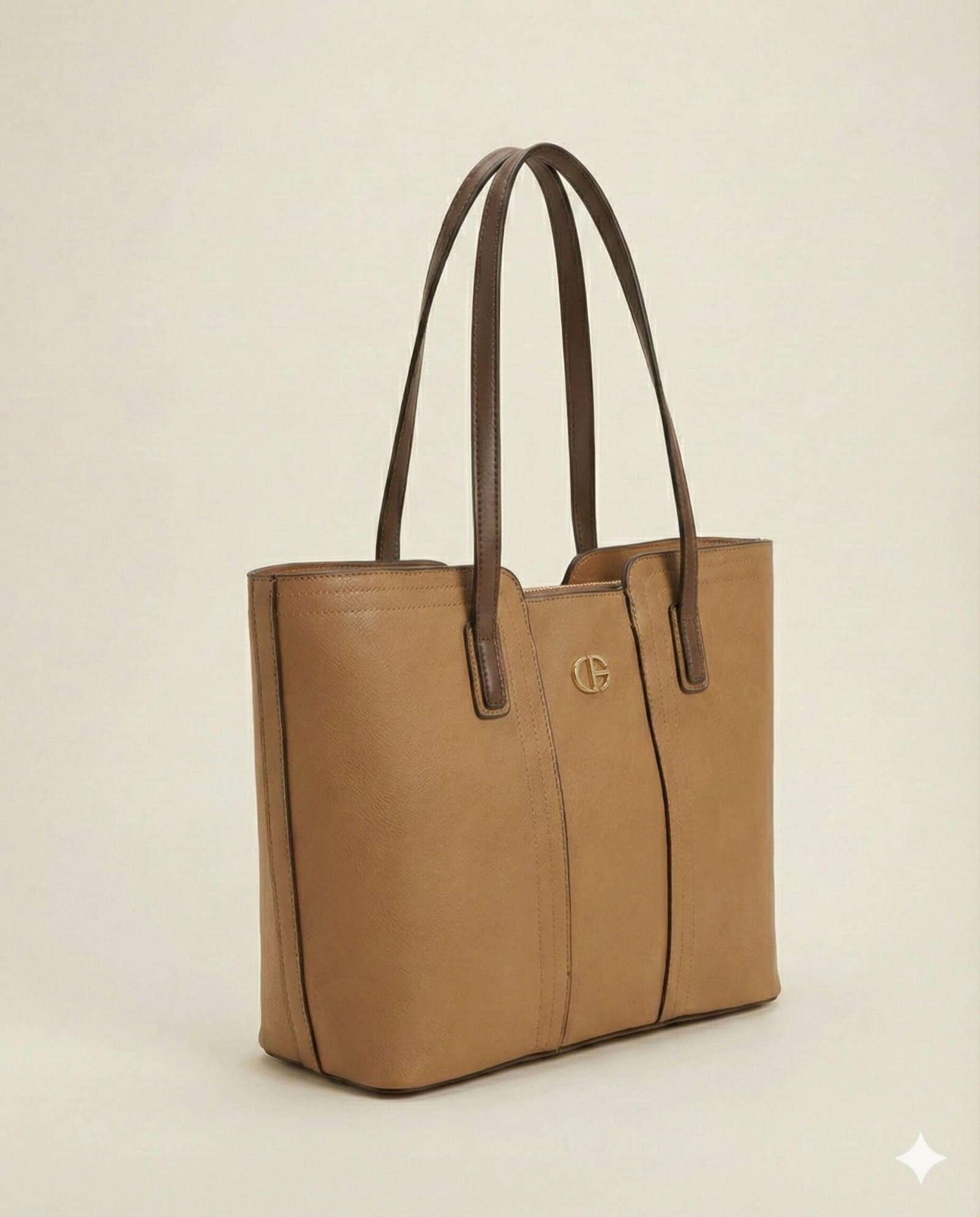 The Essential Two-Tone Tote – Camel & Espresso — image 3