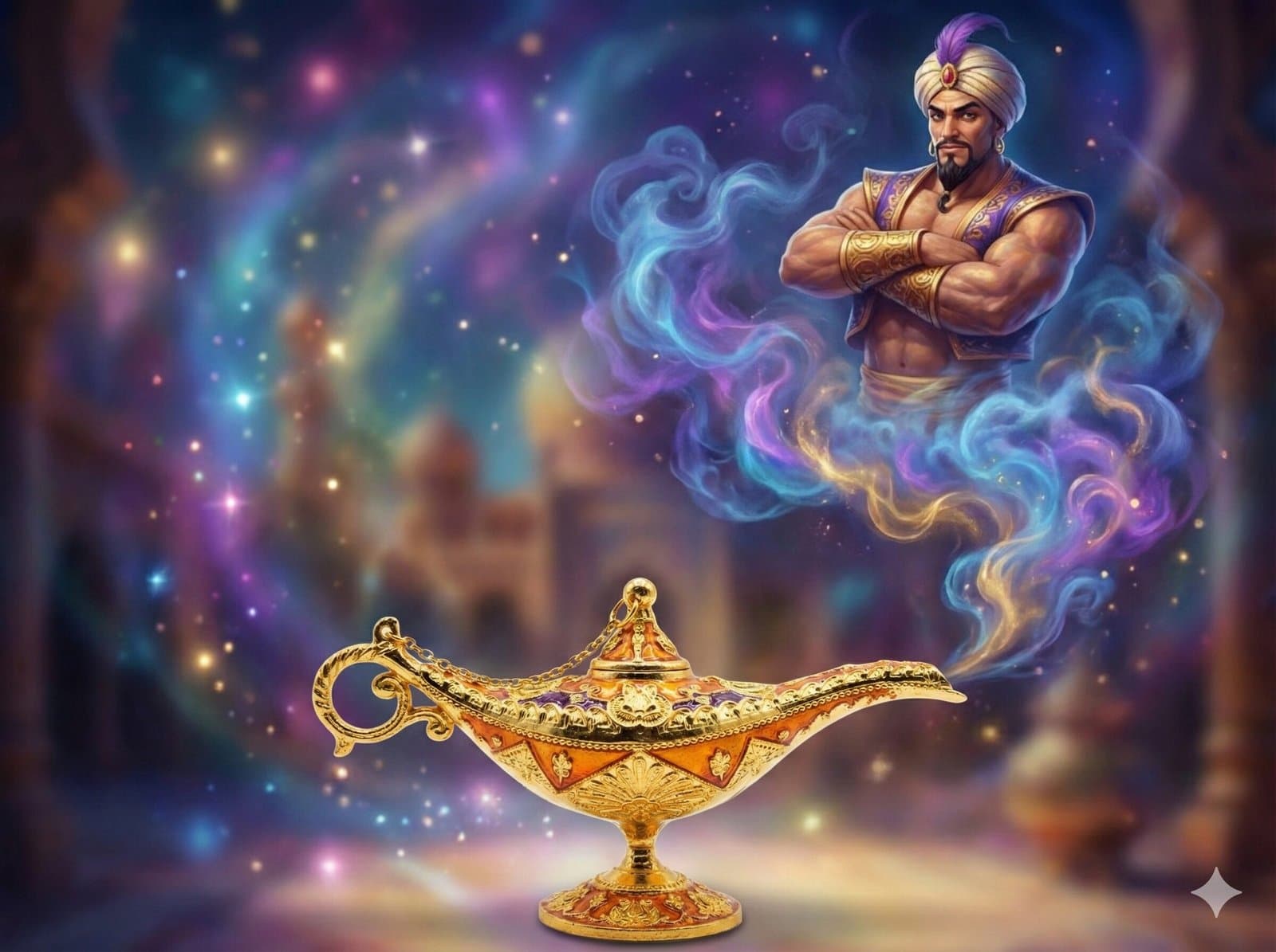 Royal Arabian Nights 3-Piece Genie Lamp Set – Vintage Gold & Enamel Souvenir Collection — image 5