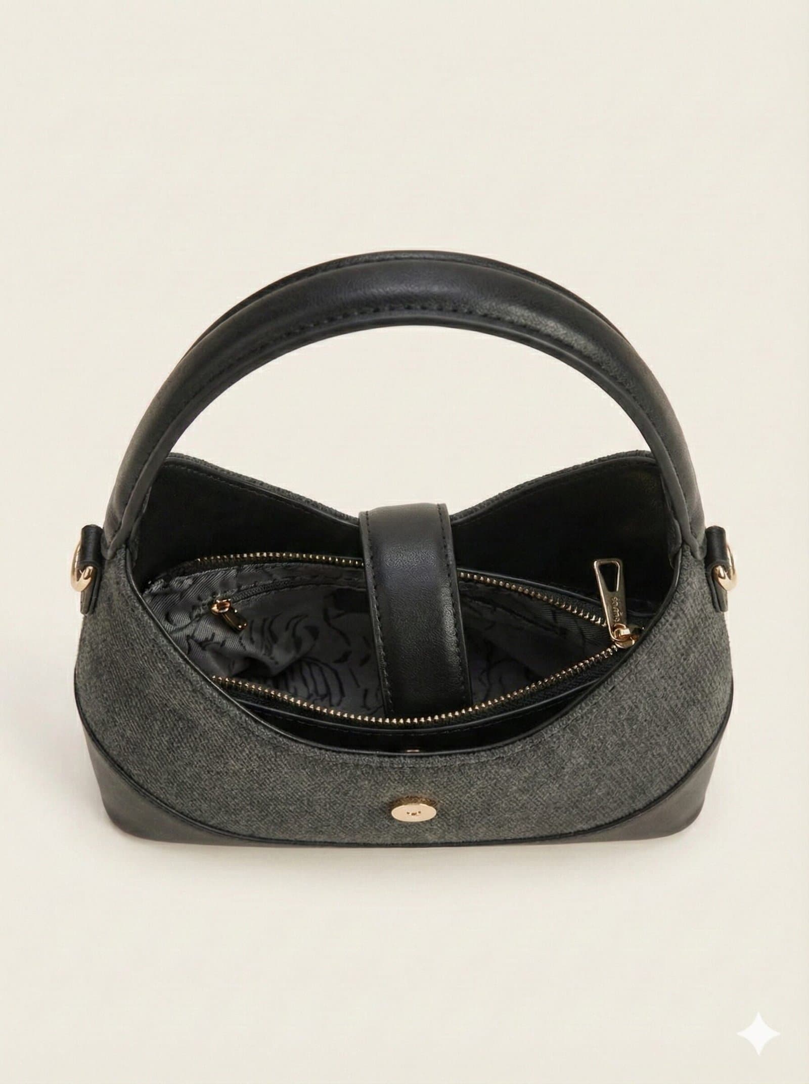 The Scarf-Accented Textured Hobo – Charcoal & Black — image 3