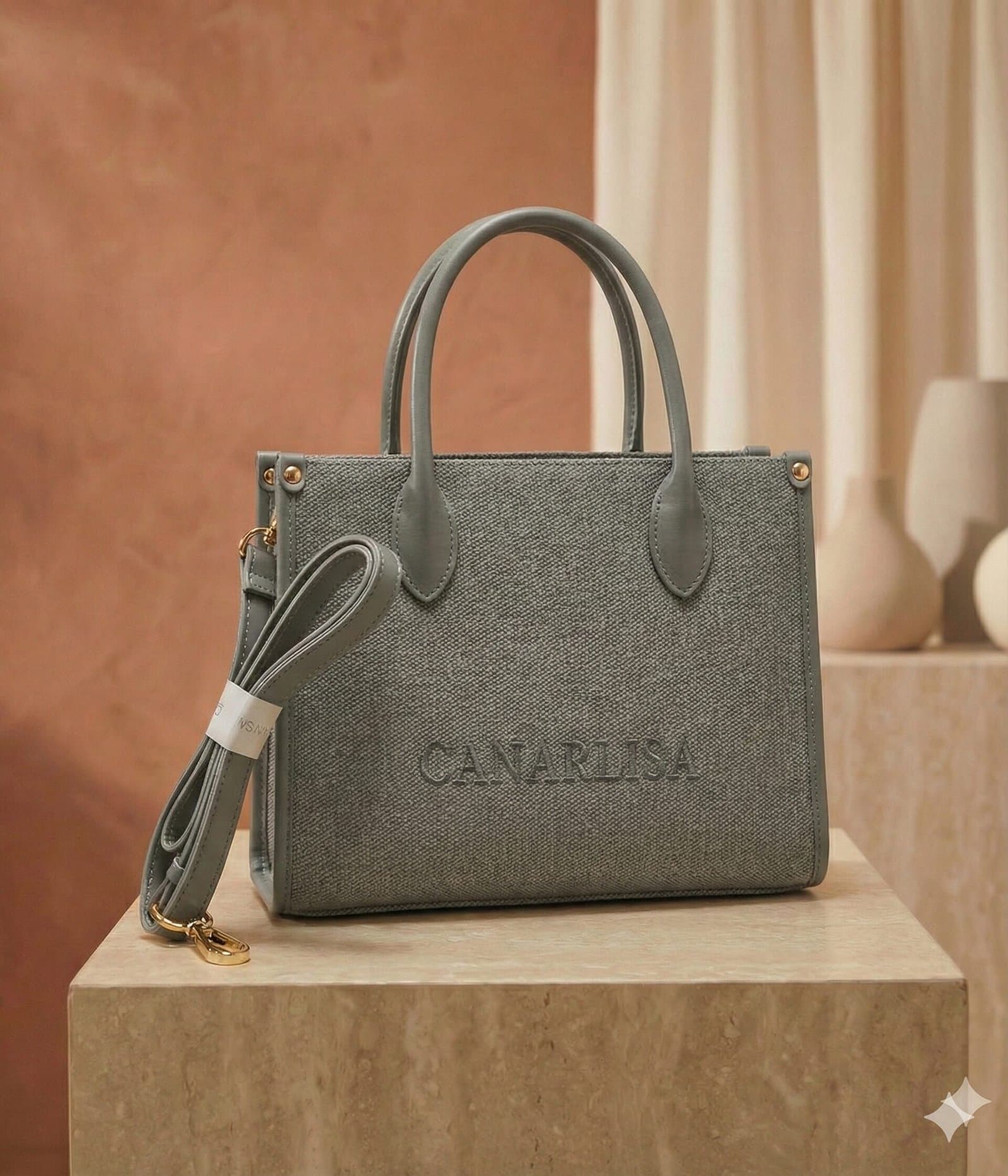 Canarlisa Structured Canvas Tote Bag – Heather Grey — image 1