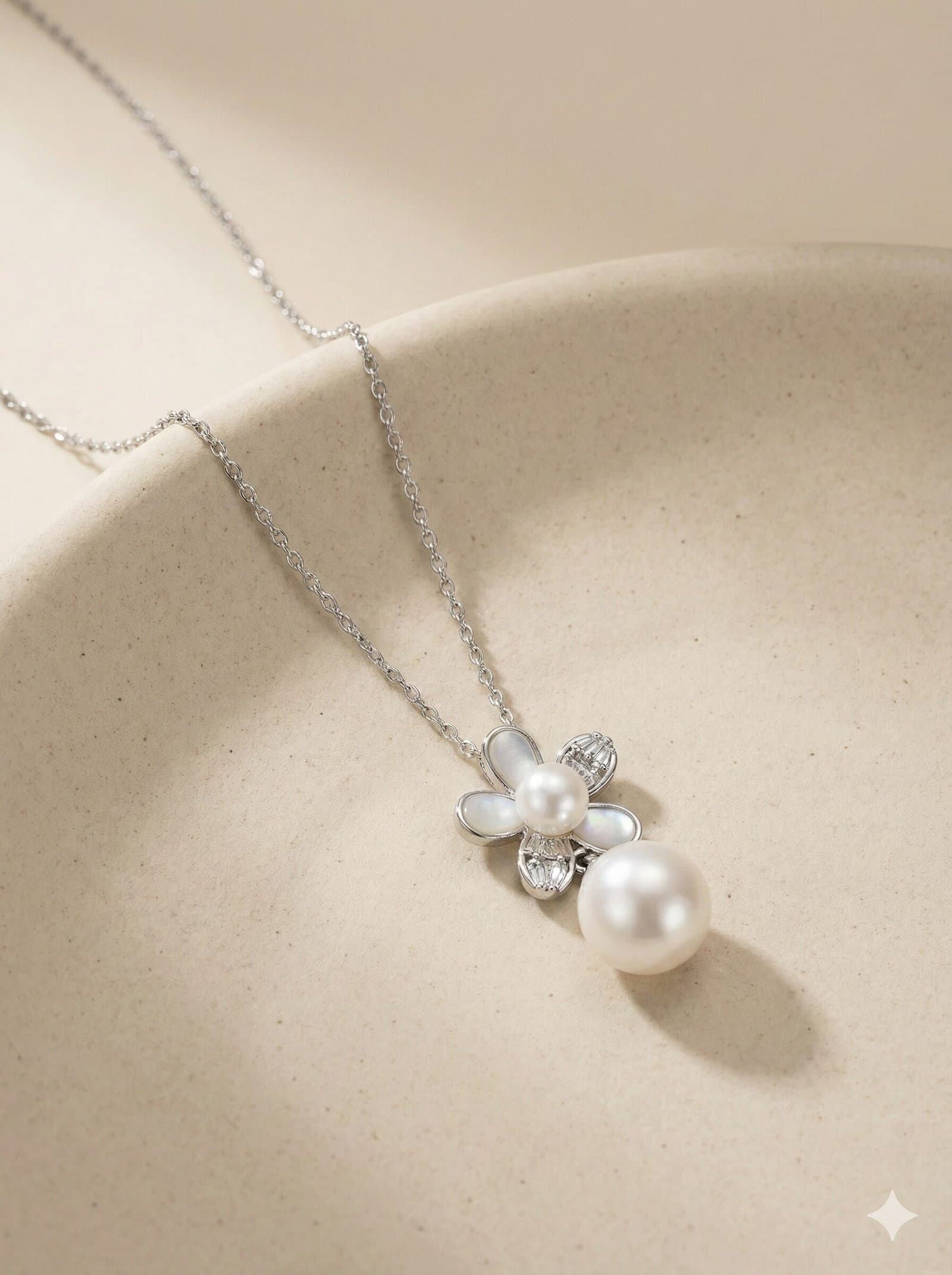 The "Azure Whisper" Floral Pearl Drop Jewelry Set — image 4