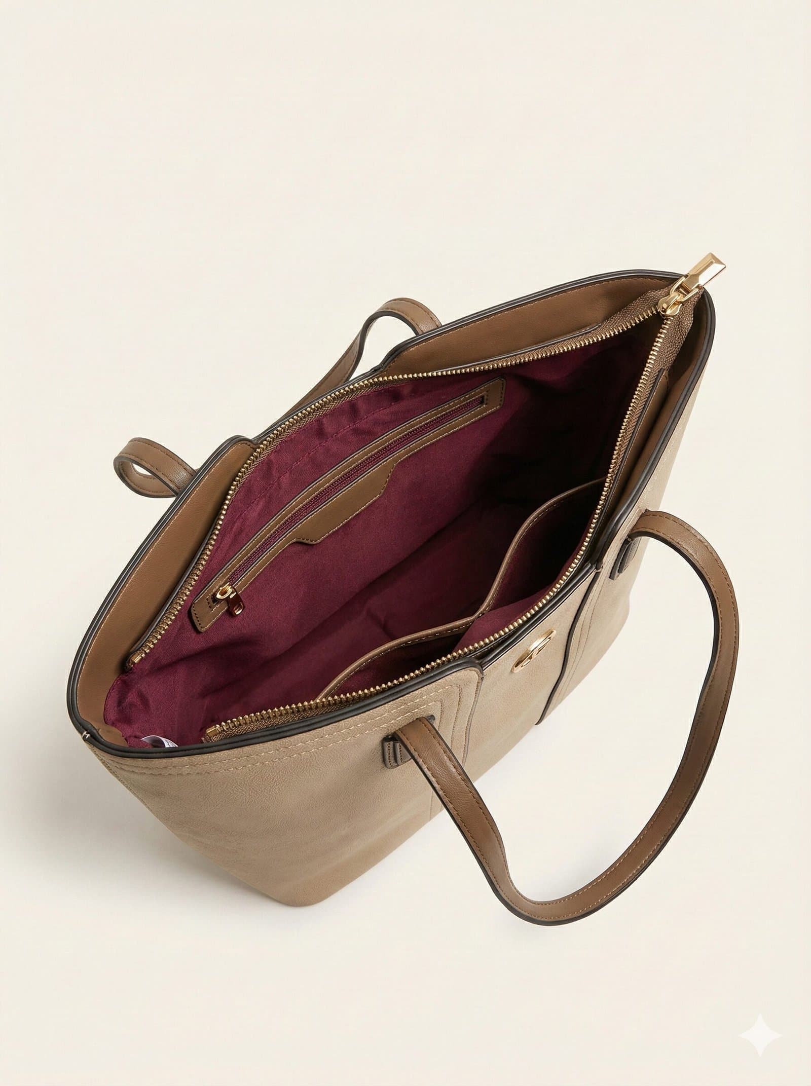 The Essential Two-Tone Tote – Beige & Taupe — image 3