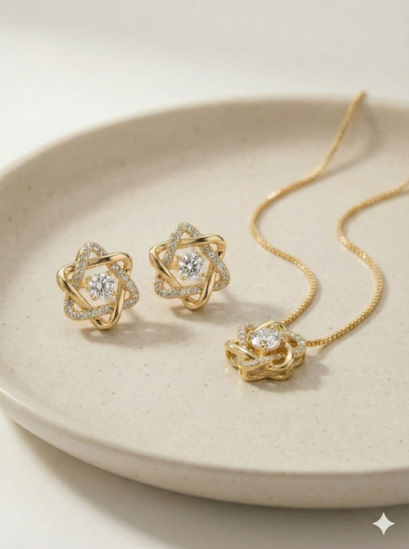 Radiant Interlocking Star Crystal Jewelry Set — image 1