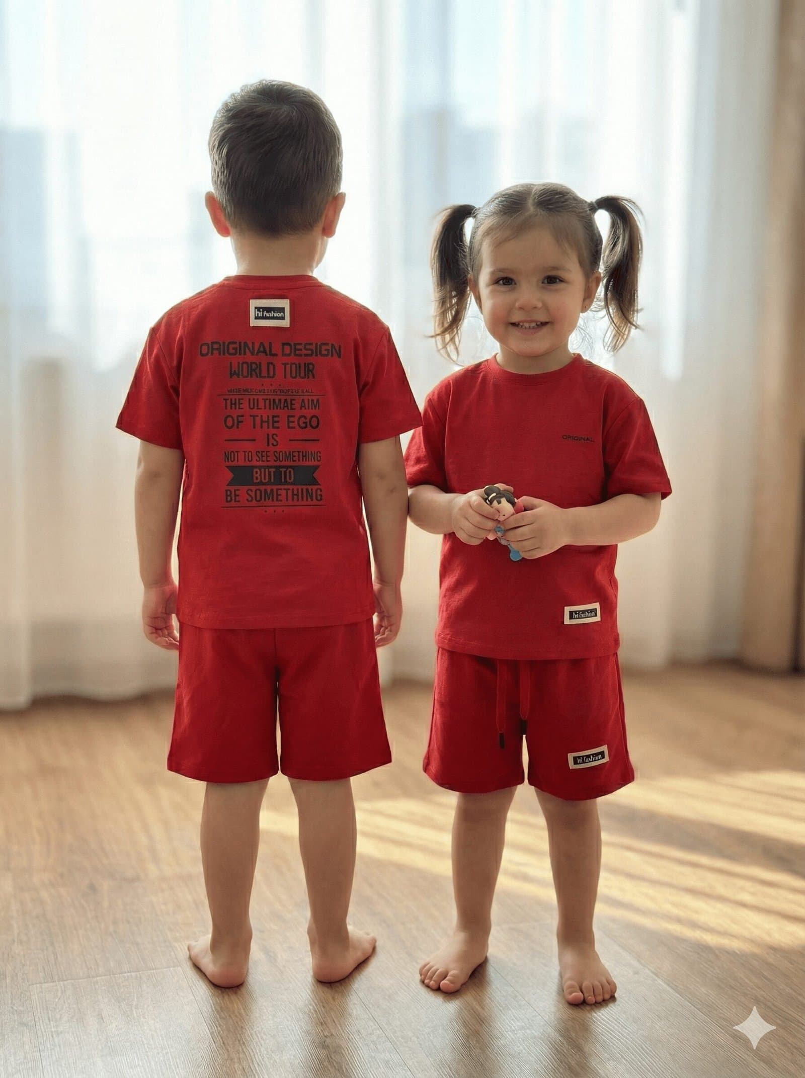 "Hi Fashion" Bold Red Streetwear Duo — image 1