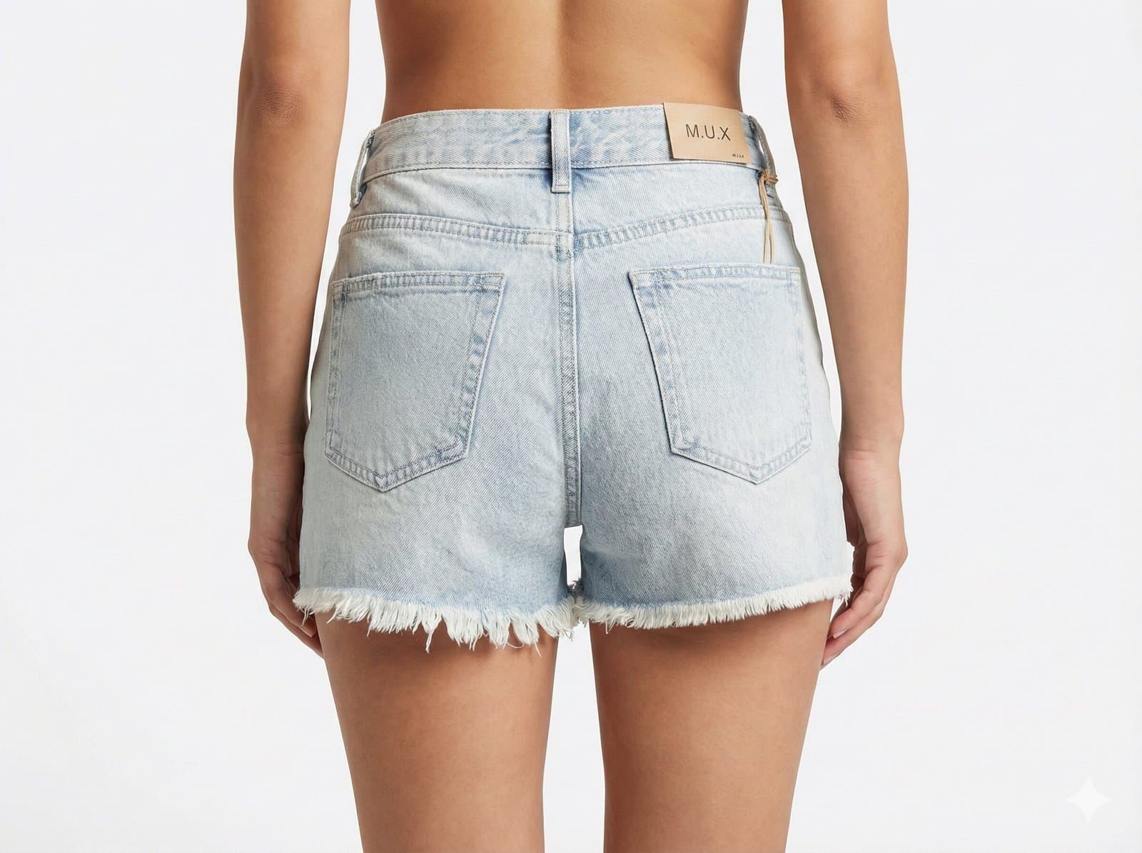 High-Rise Rhinestone Distressed Denim Sky Blue Shorts — image 3