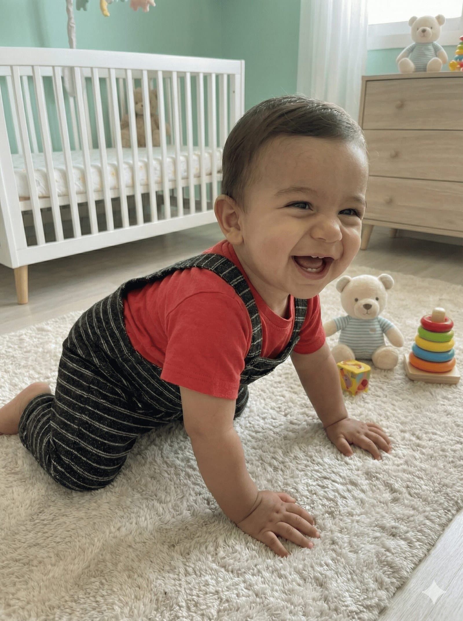 SPICE KIDS BABY Black Striped Bear Dungarees & Red Tee Set — image 3