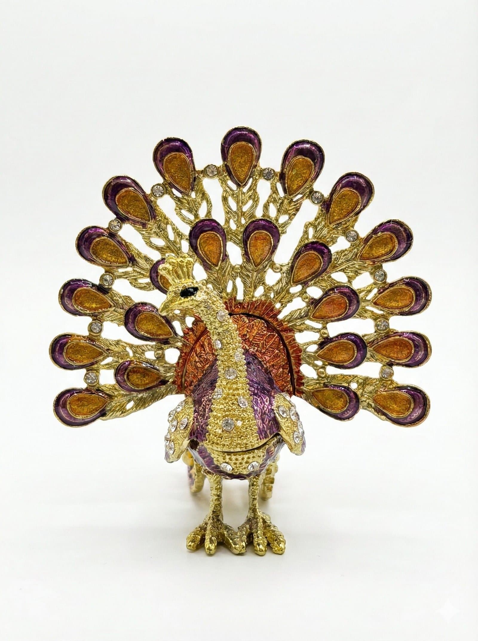 Hand-Painted Peacock Souvenir – Rhinestone Crystal Trinket Box Home Decor — image 3