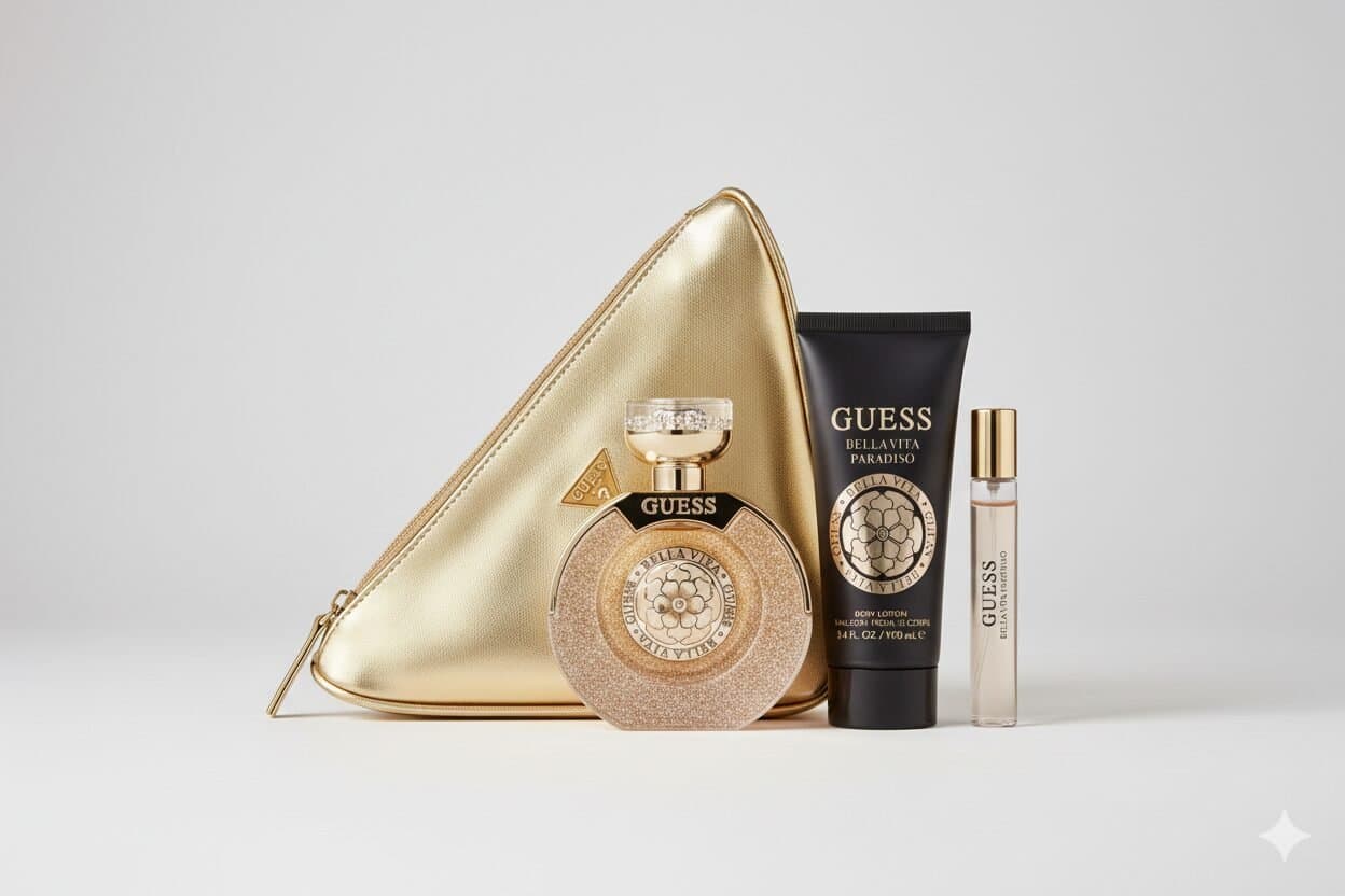 GUESS Bella Vita Paradiso Fragrance Gift Set for Women with Gold Travel Pouch — image 1