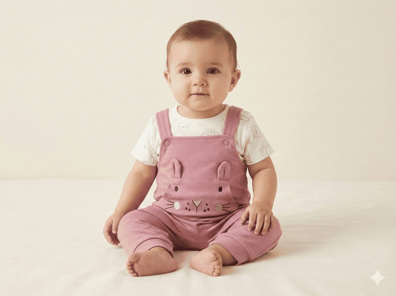 SPICE KIDS BABY Dusty Pink Bunny Dungaree Set