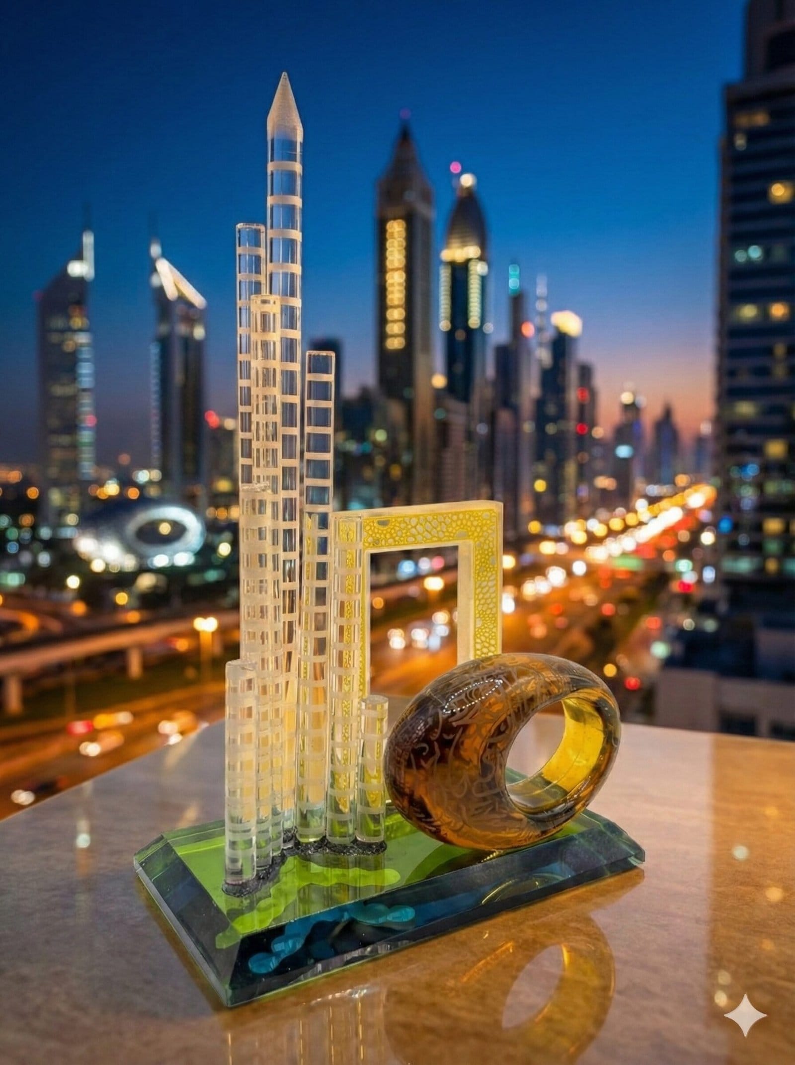 Icons of Dubai Crystal Stand – Burj Khalifa, Frame & Museum of the Future