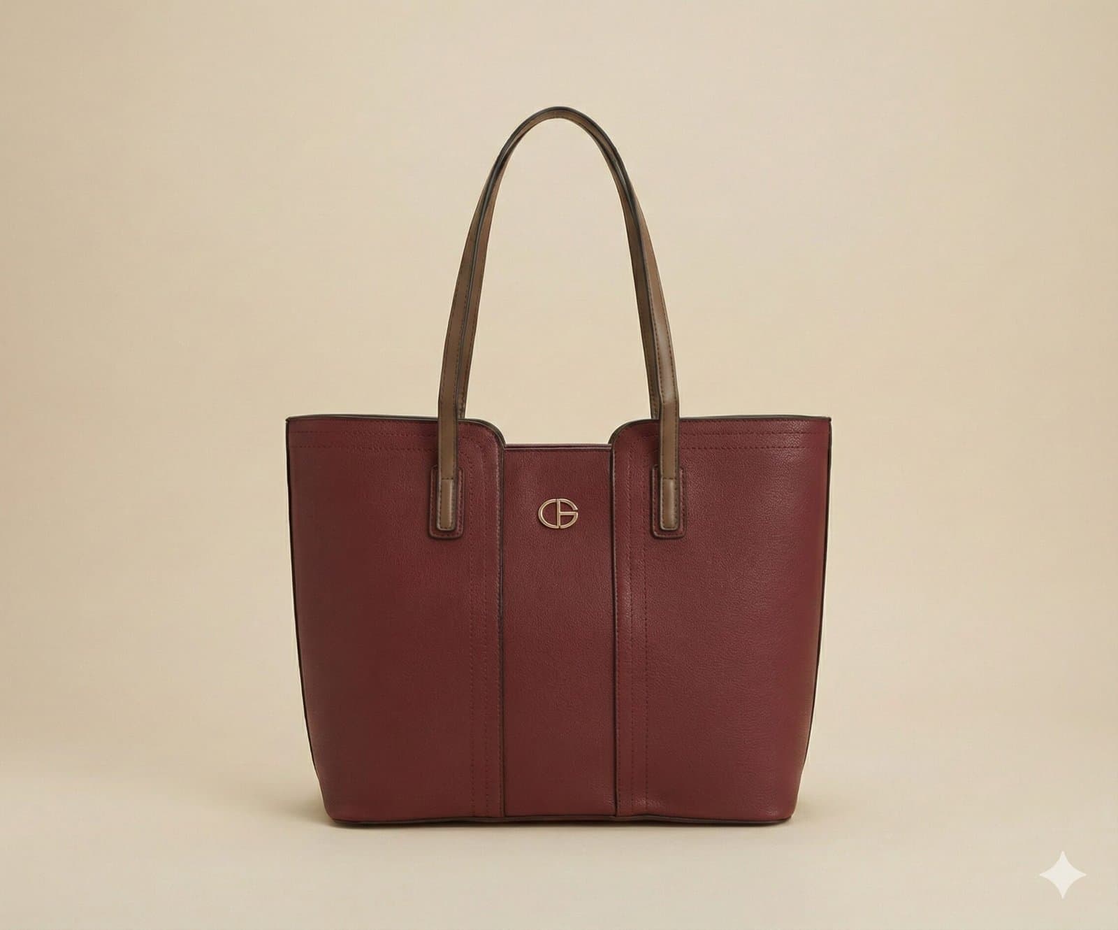 The Essential Two-Tone Tote – Deep Burgundy