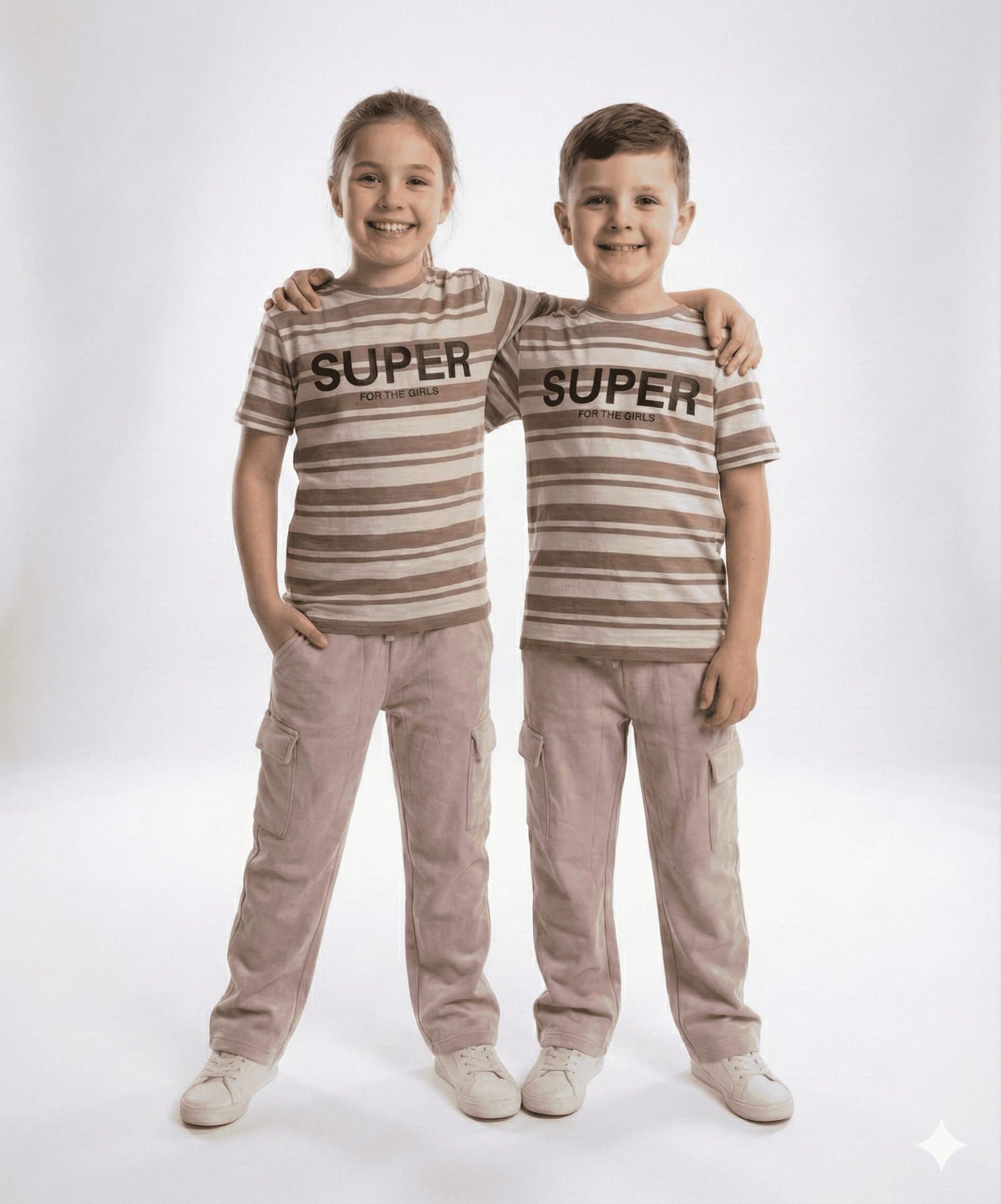 The "Super" Stripe & Cargo Explorer Set DUSTY ROSE AND WHITE