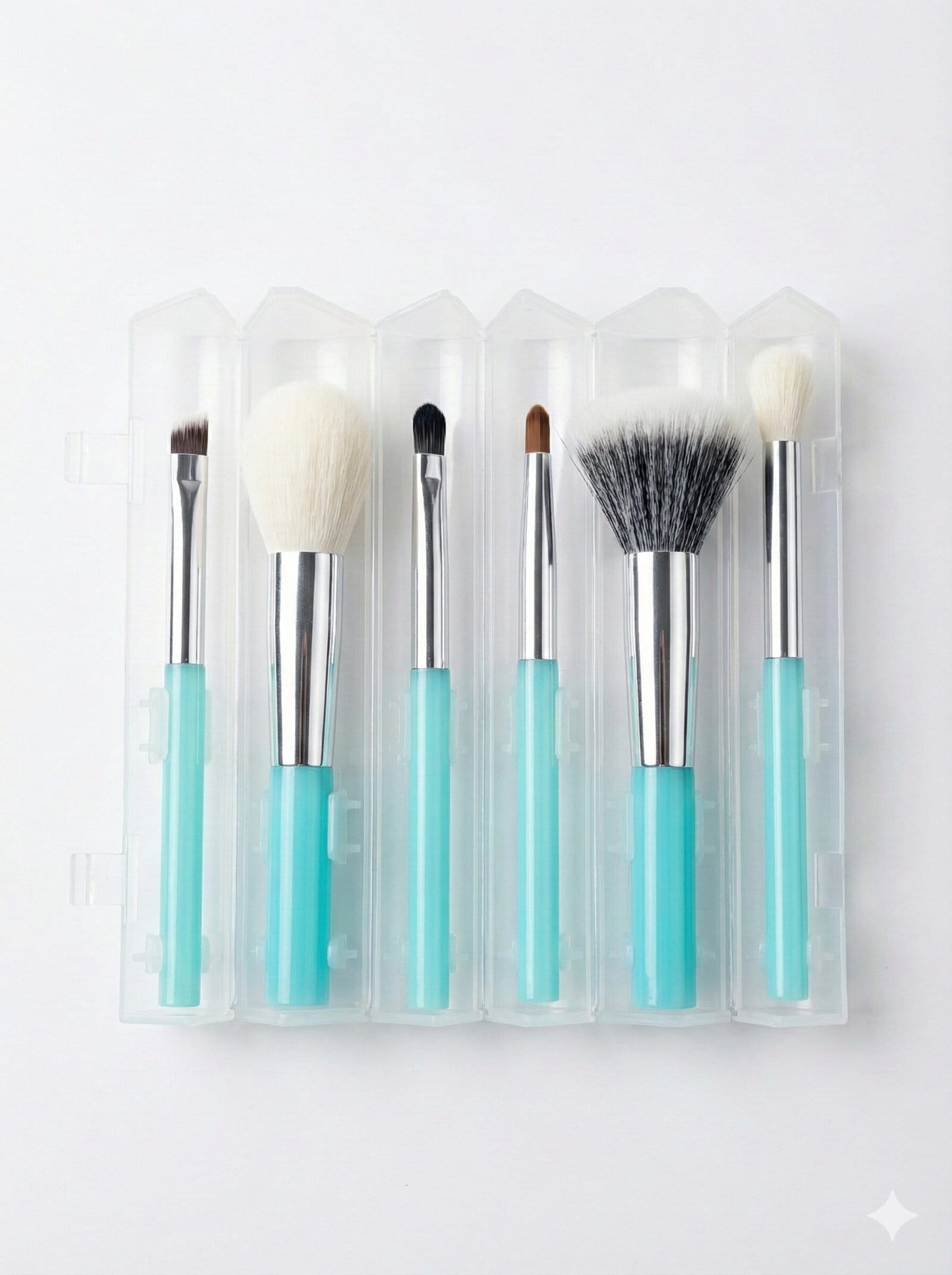 The "Mint Edition" 6-Piece Travel Makeup Brush Set with Convertible Standing Case