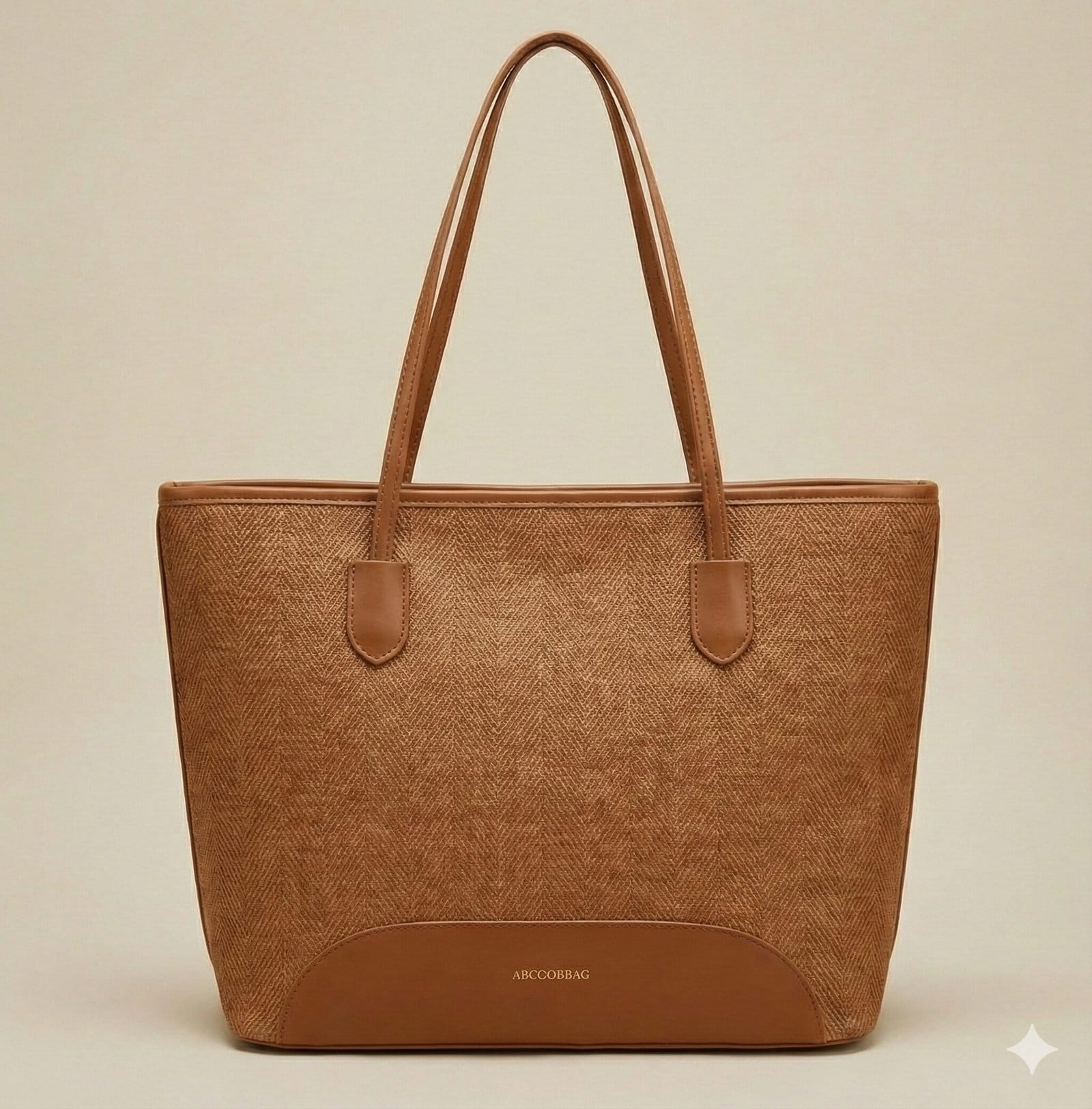 The Siena Herringbone Woven Tote Rust Brown