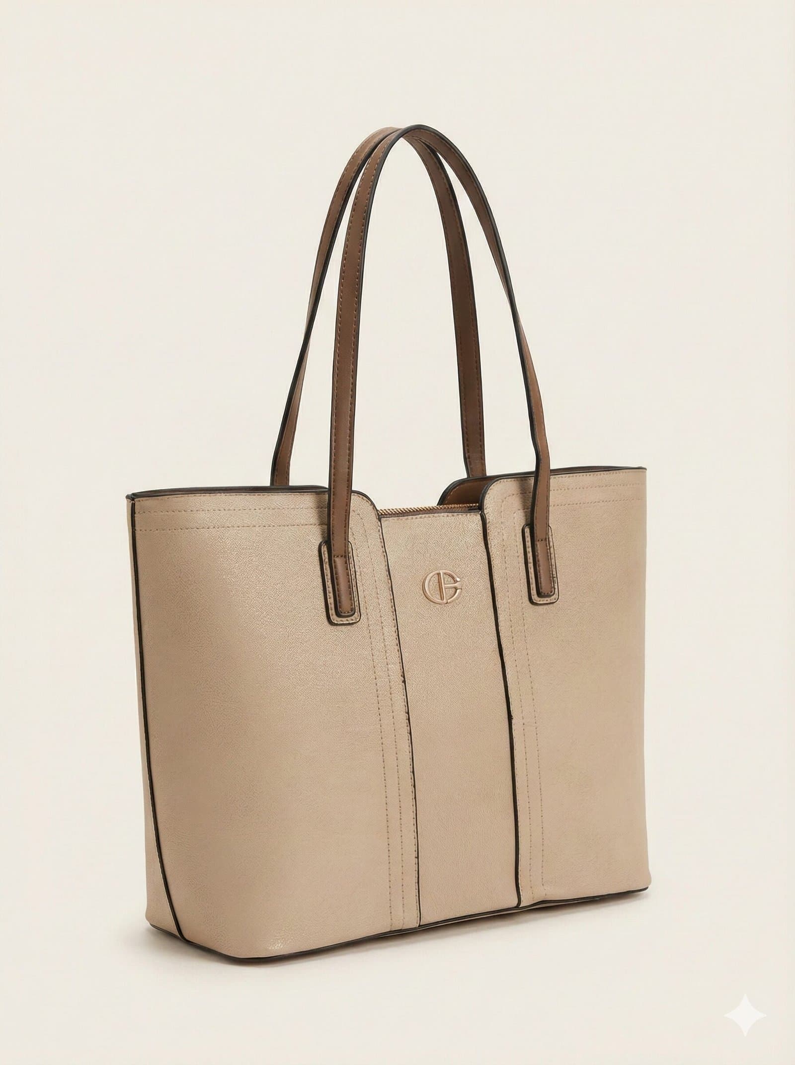 The Essential Two-Tone Tote – Beige & Taupe — image 2