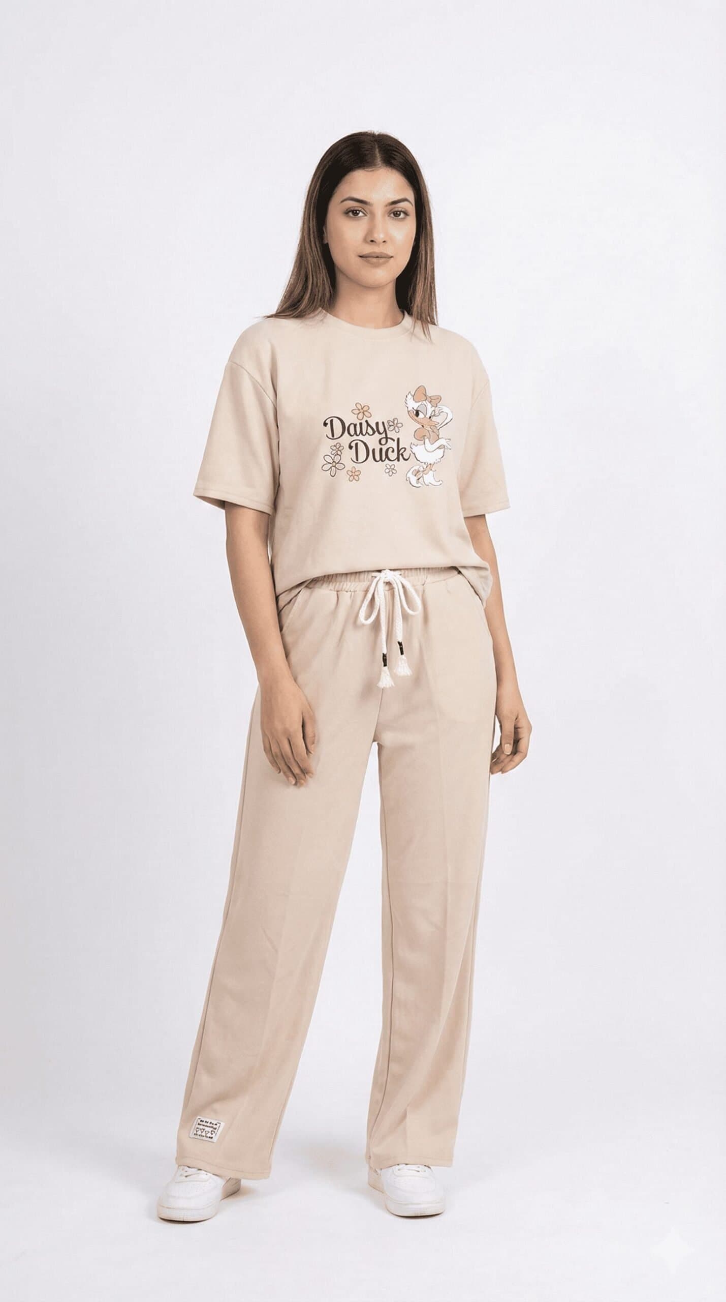 Women's Relaxed Fit "Daisy" Tee & Trouser Duo Biscuit Color — image 2
