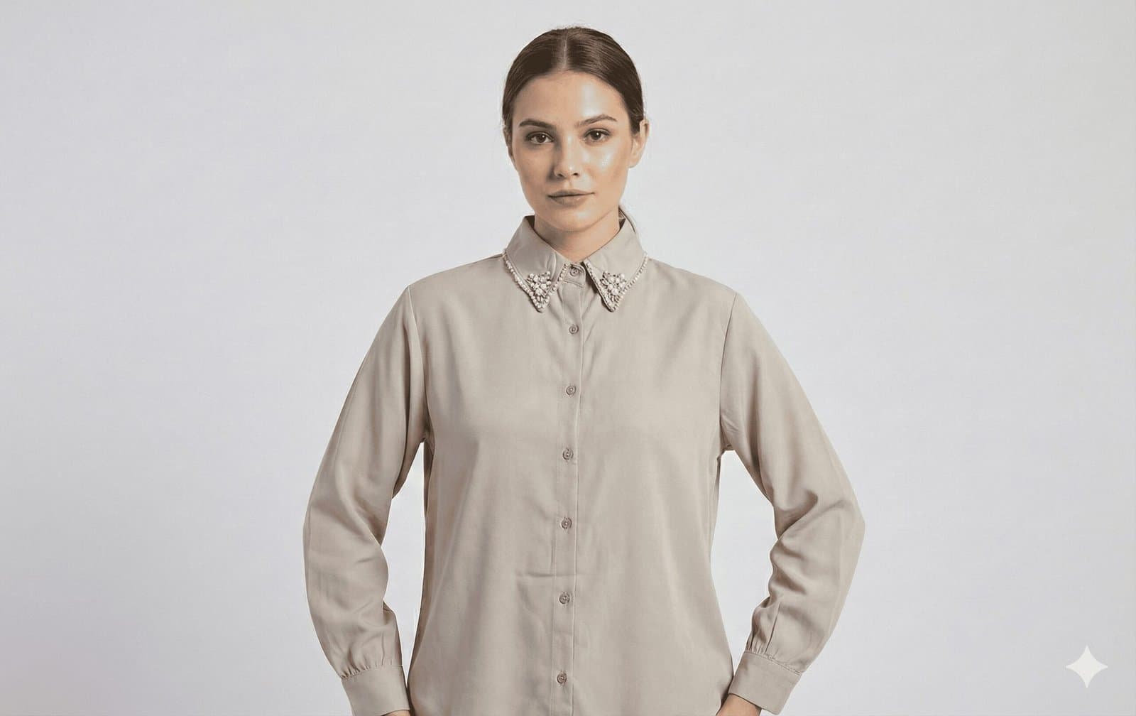 The Embellished Crystal Collar Shirt