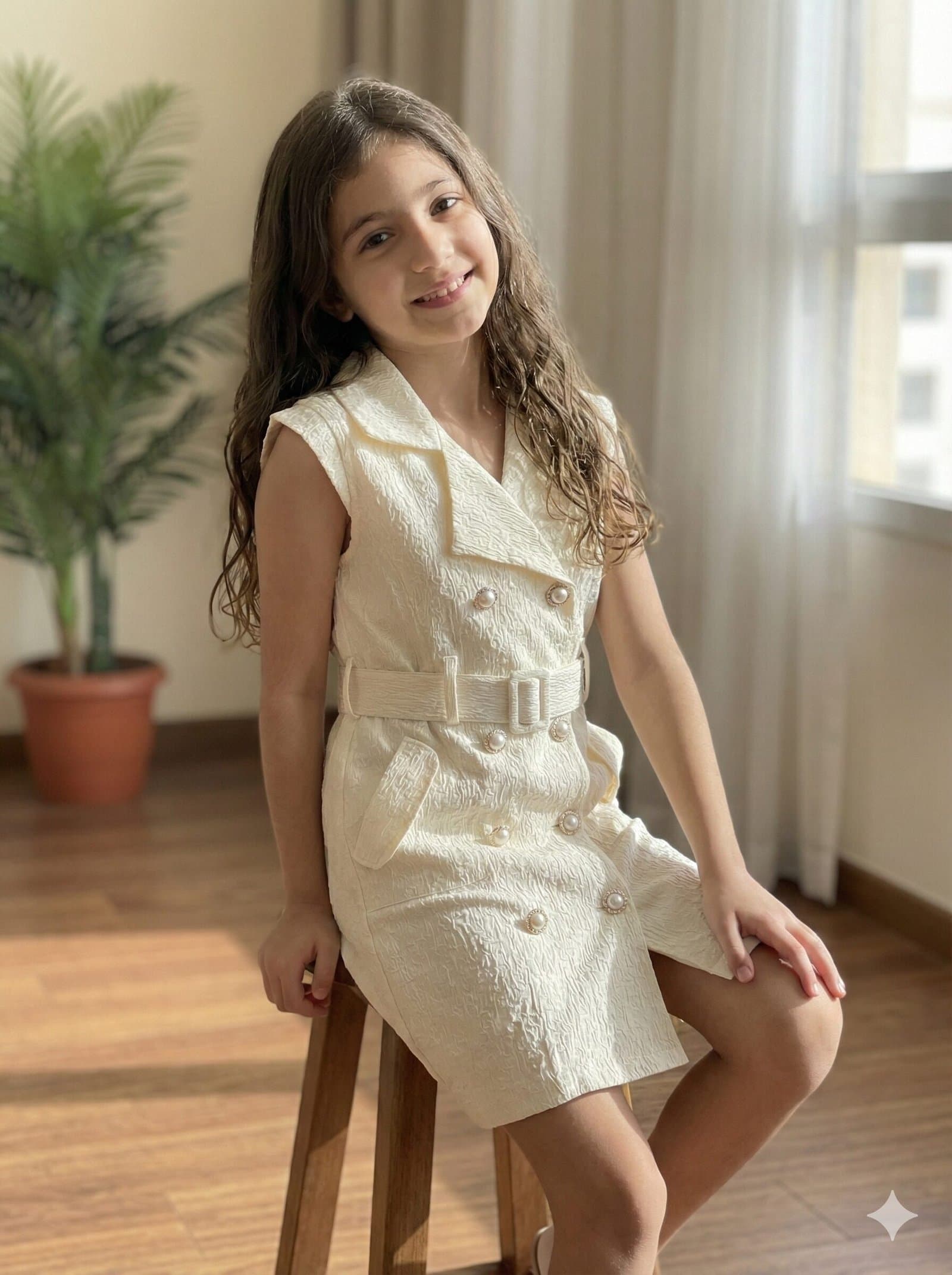 Classic Heritage Sleeveless Trench Dress– White