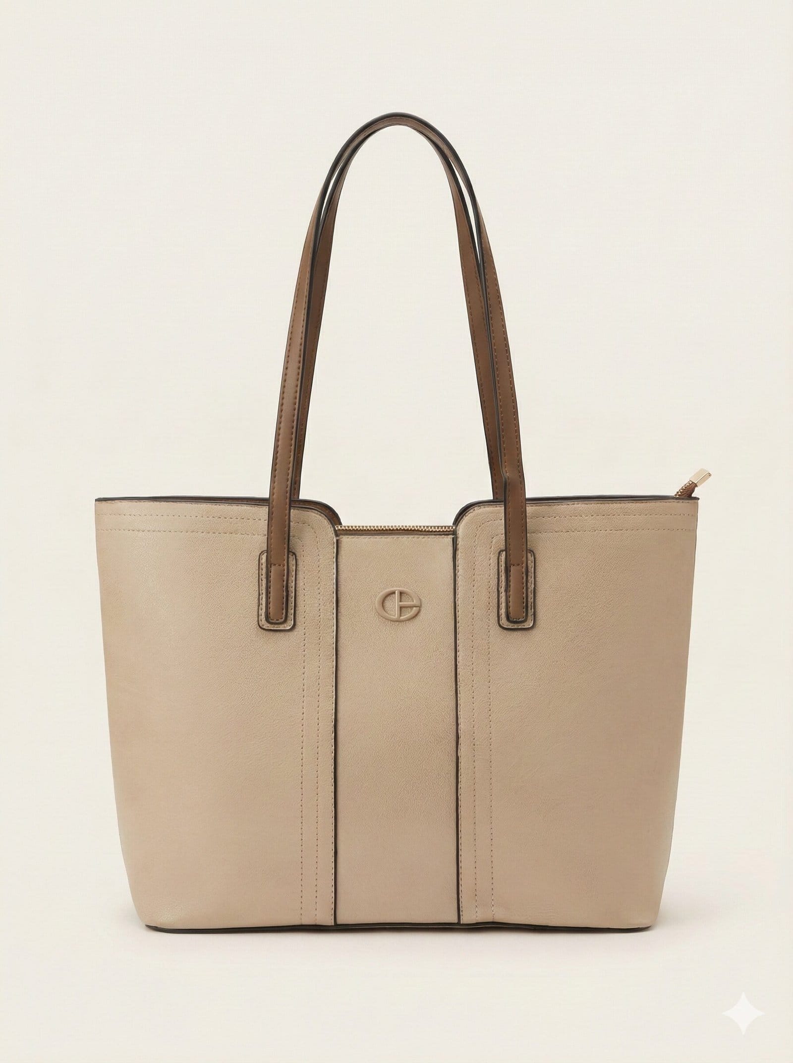 The Essential Two-Tone Tote – Beige & Taupe