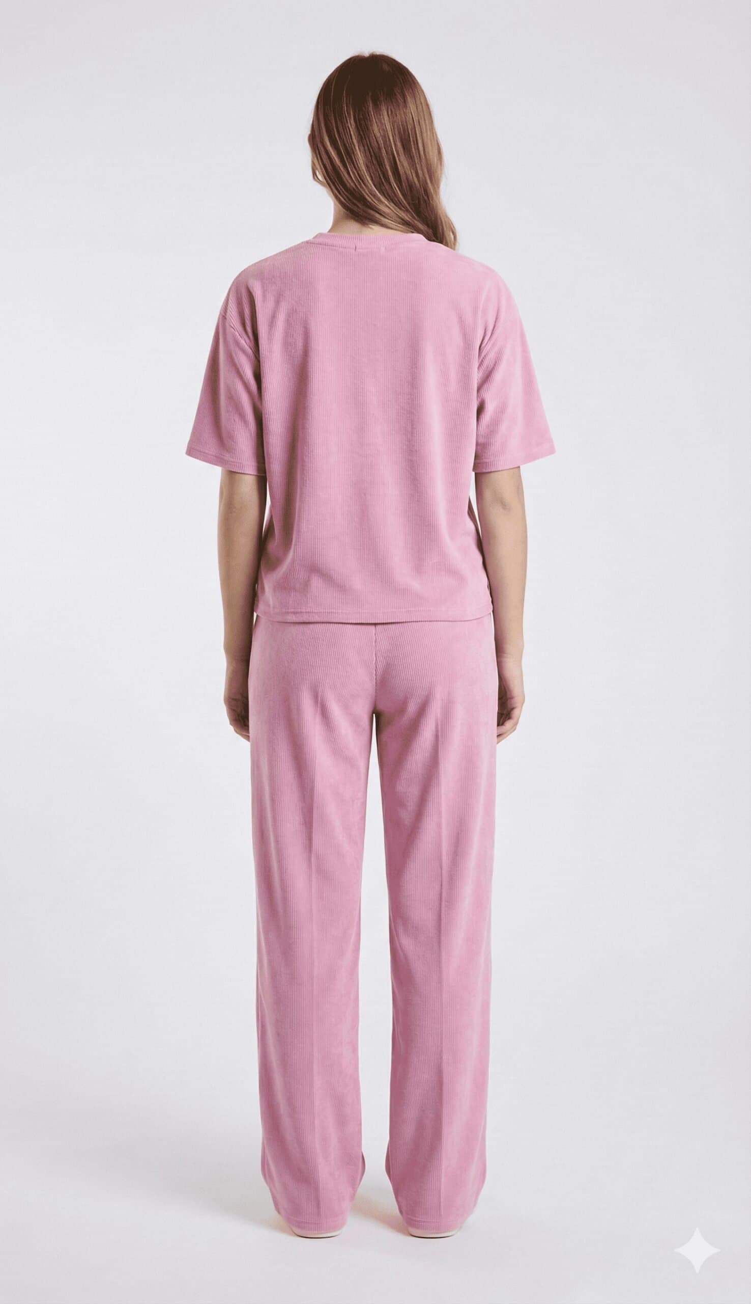 Women's Relaxed Fit "Daisy" Tee & Trouser Duo PINK Color — image 2