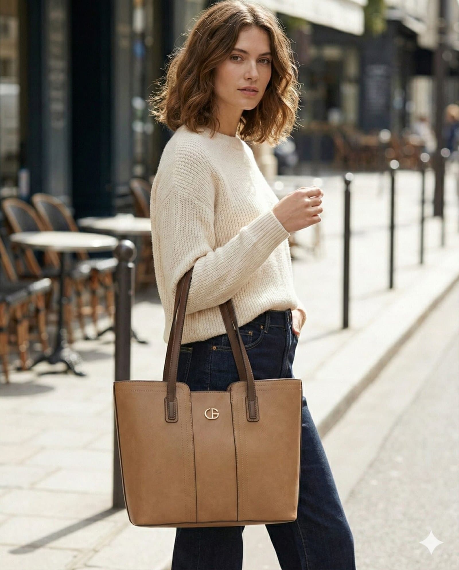 The Essential Two-Tone Tote – Camel & Espresso — image 2