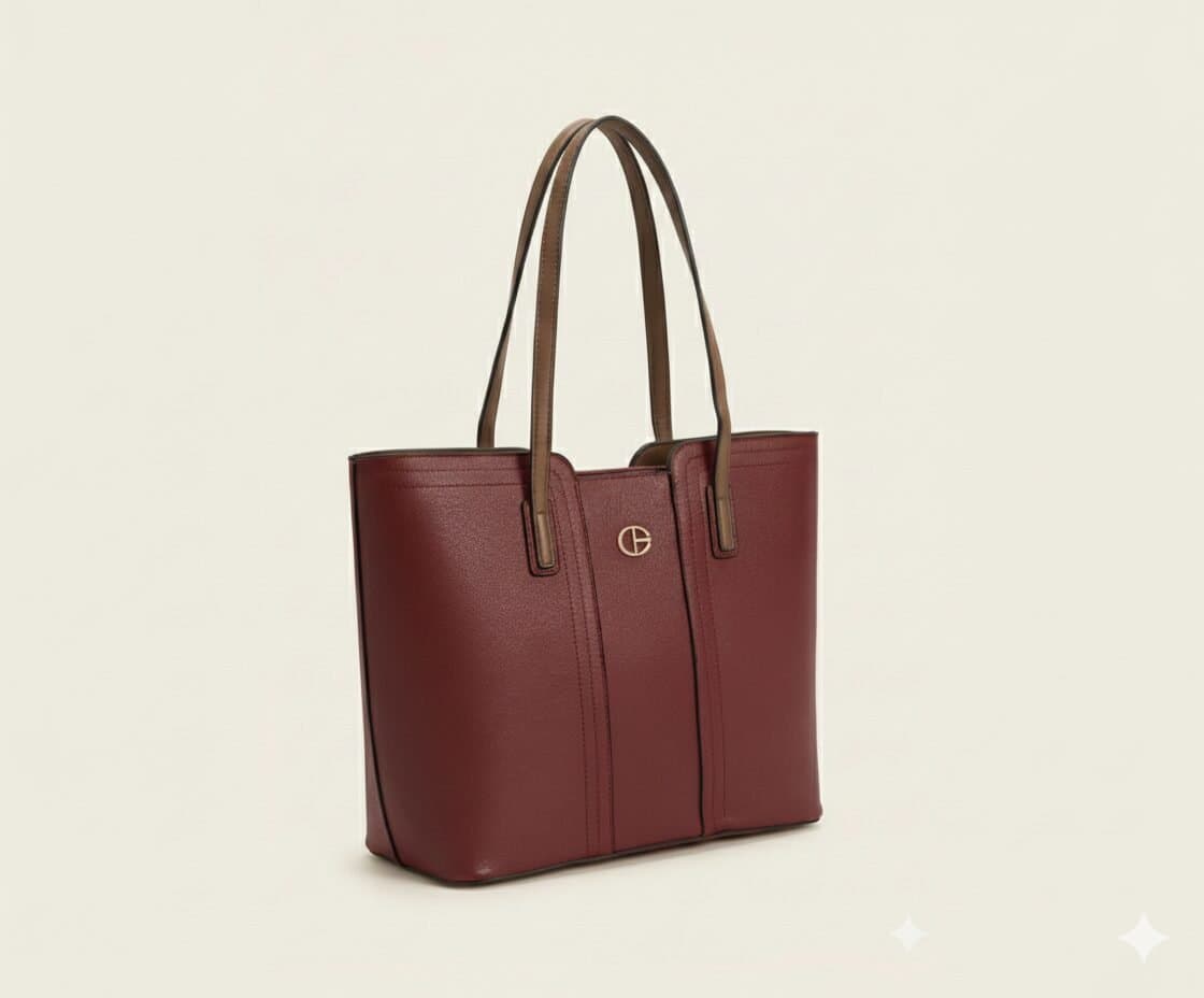 The Essential Two-Tone Tote – Deep Burgundy — image 3
