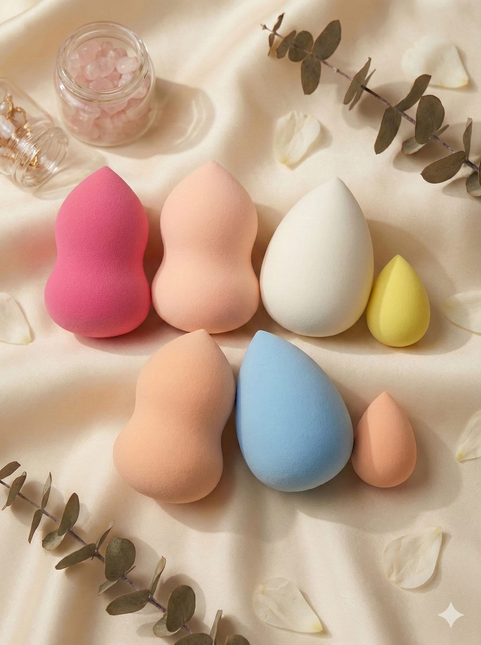 6-Piece Multi-Shape Makeup Sponge Jar Set