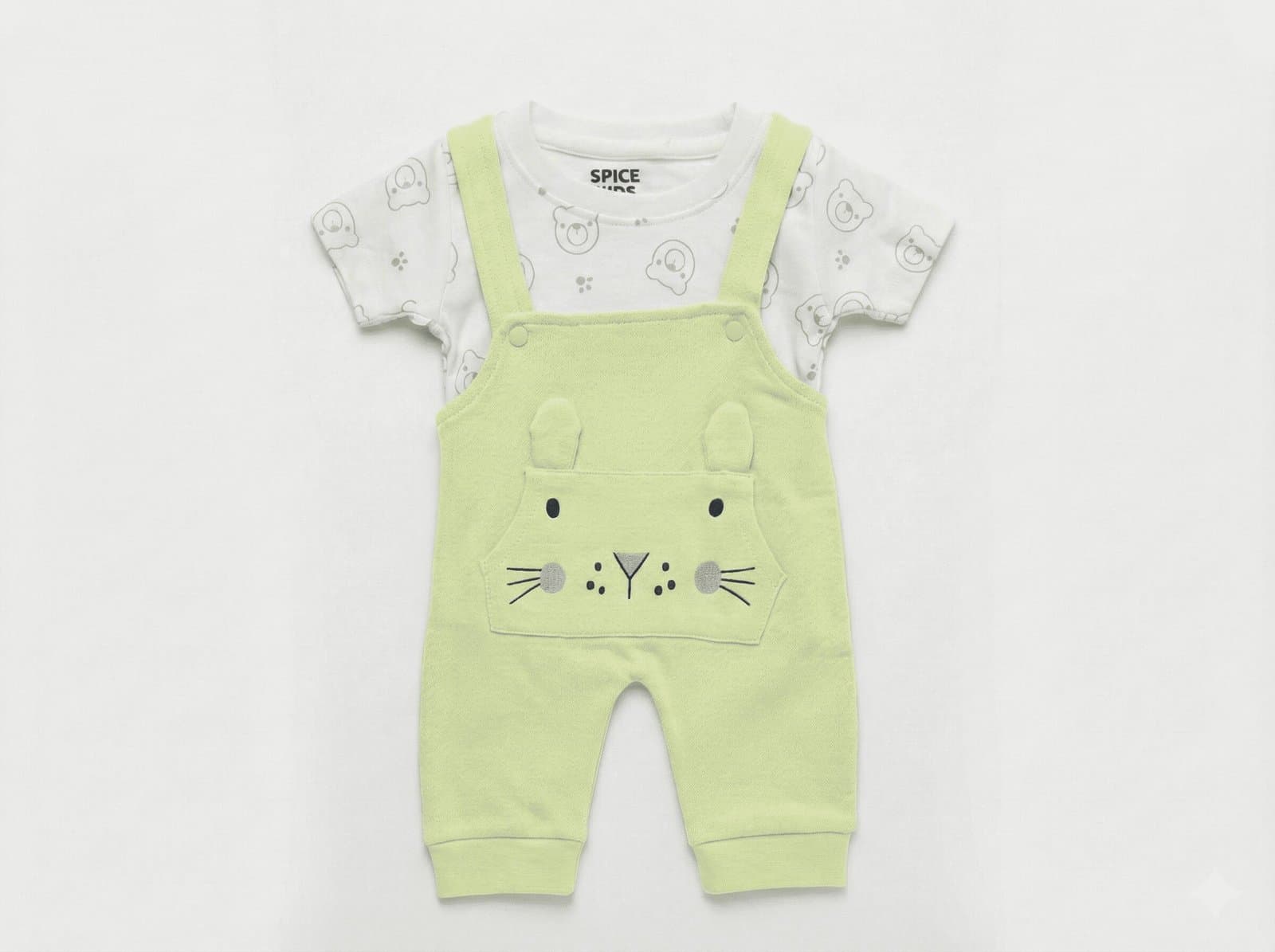 SPICE KIDS BABY Mint Green Bunny Dungaree Set — image 2