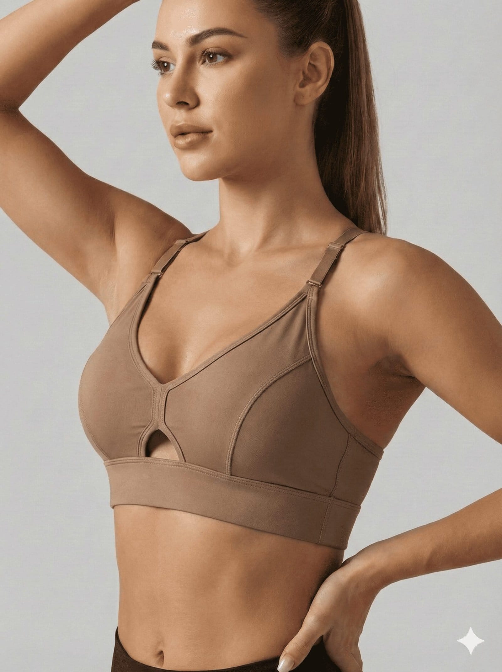 Mocha Keyhole Adjustable Sports Bra