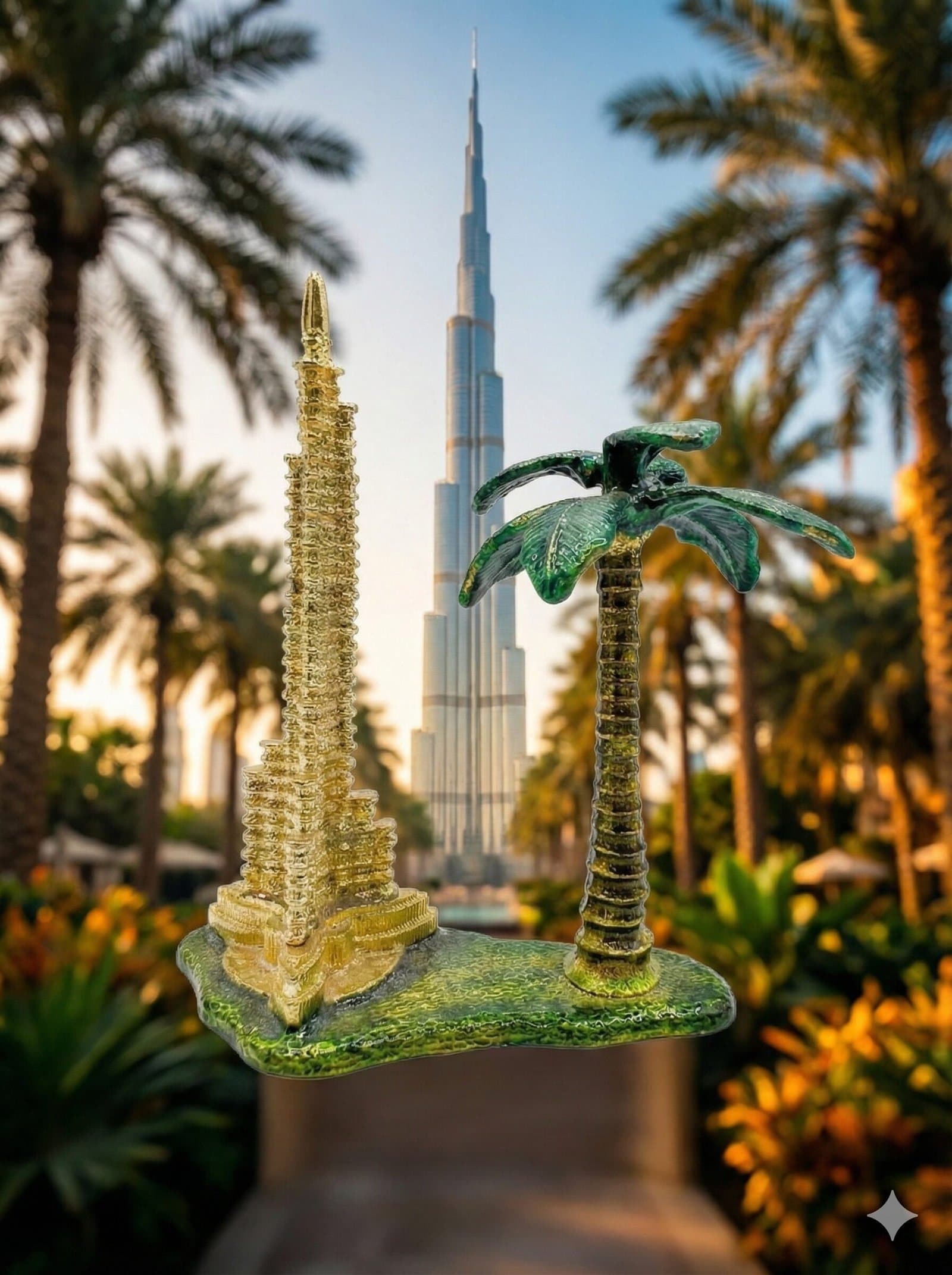 Iconic Dubai Keepsake: Burj Khalifa Model with Palm Tree — image 1