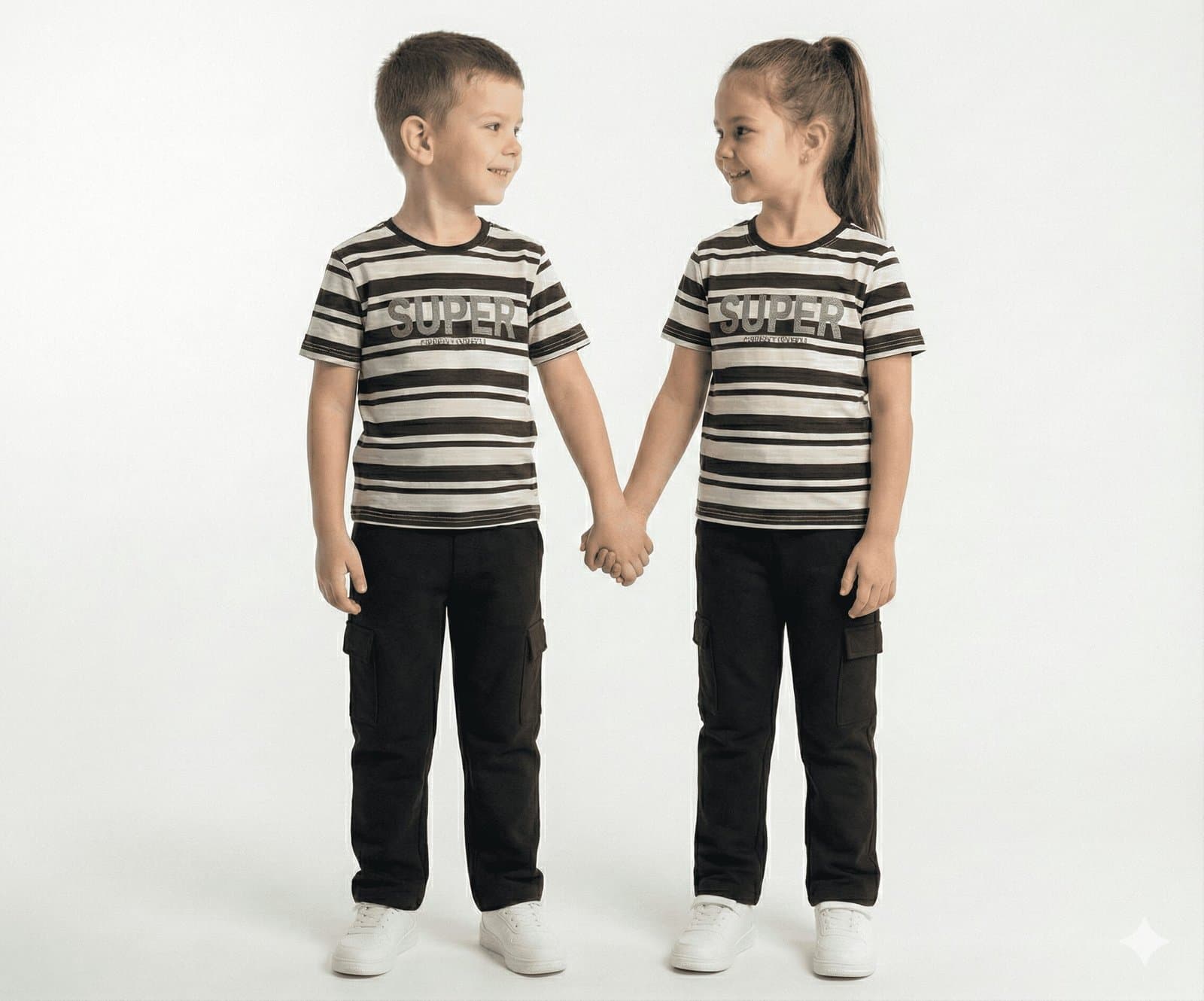 Urban Black & White Striped Tee & Cargo Pant Duo