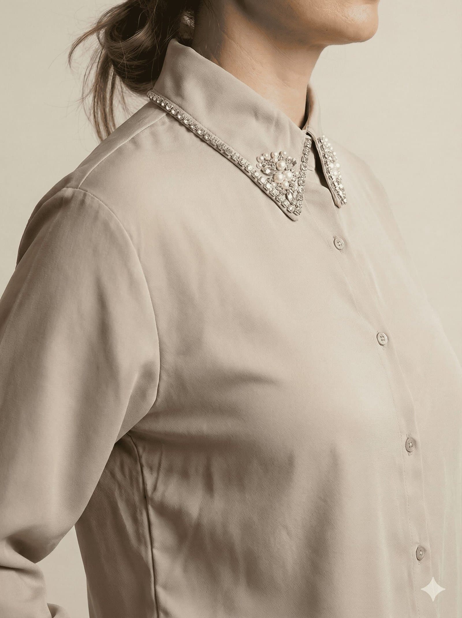 The Embellished Crystal Collar Shirt — image 4