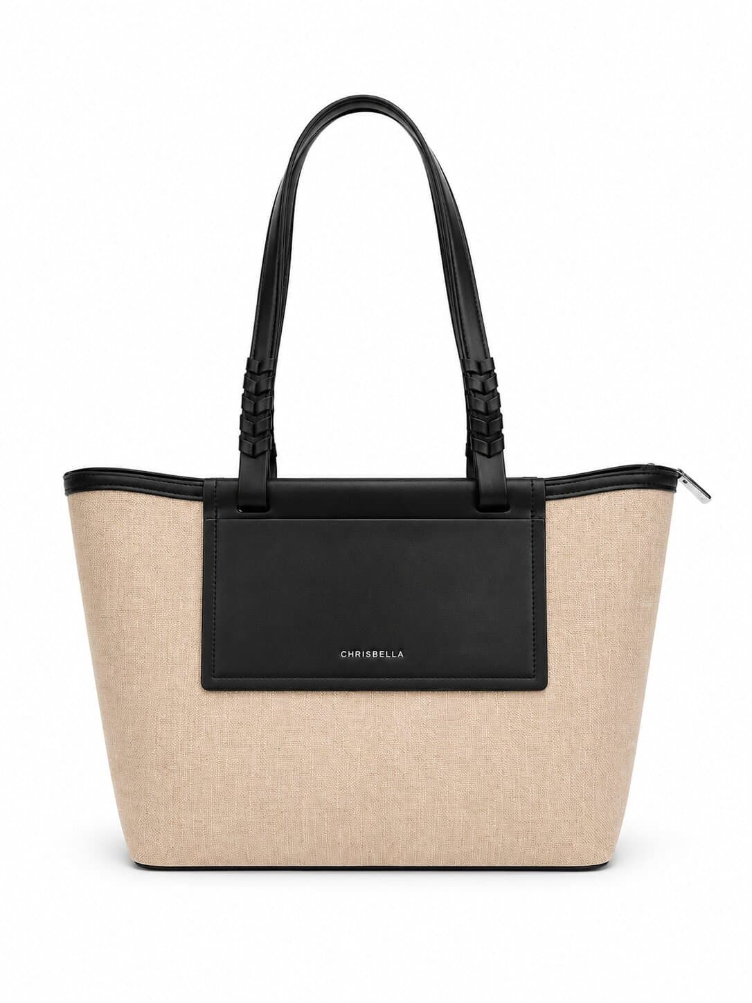 CHRISBELLA Luxe Woven Canvas Tote with Matching Pouch