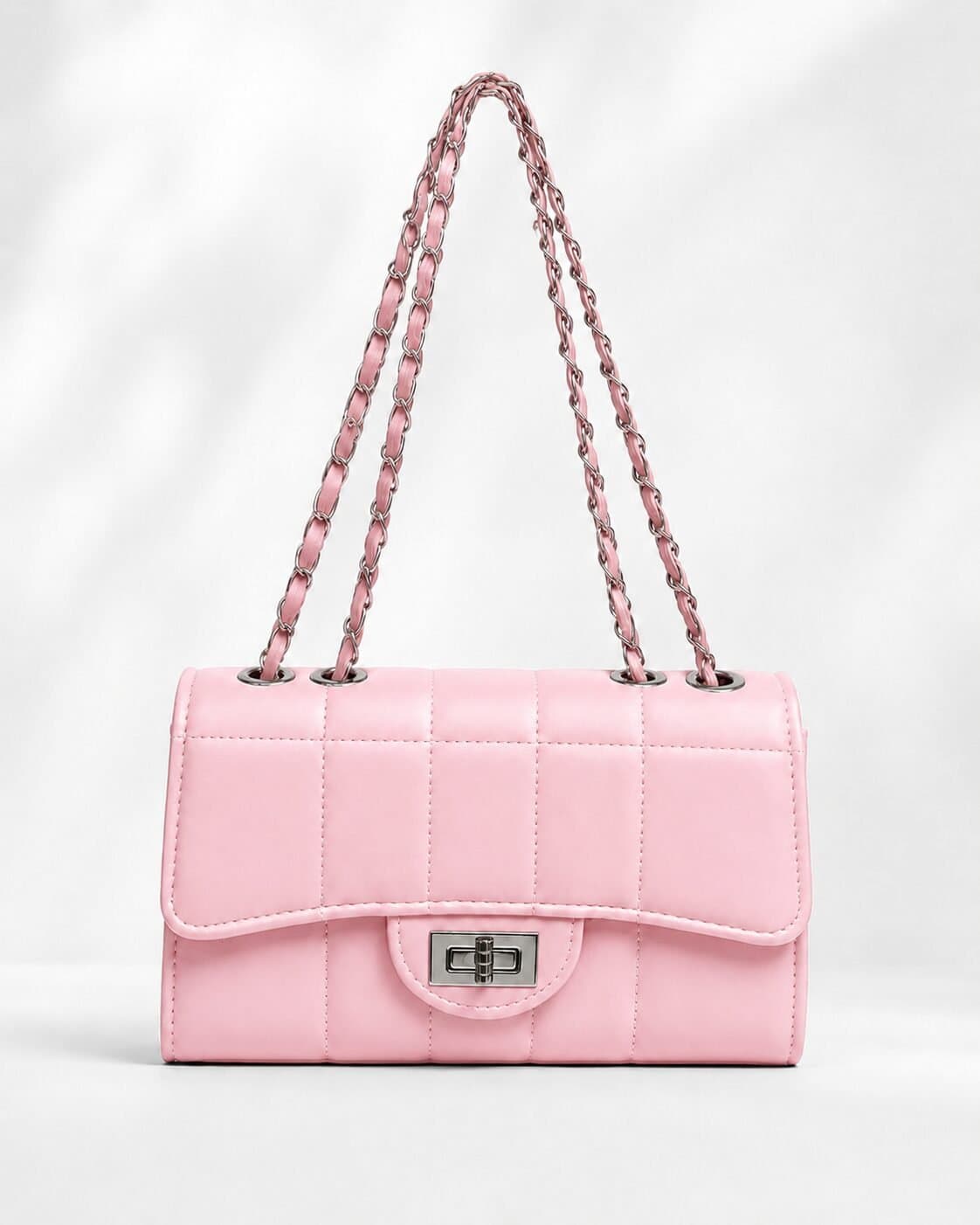 Blush Luxe Quilted Chain Shoulder Bag