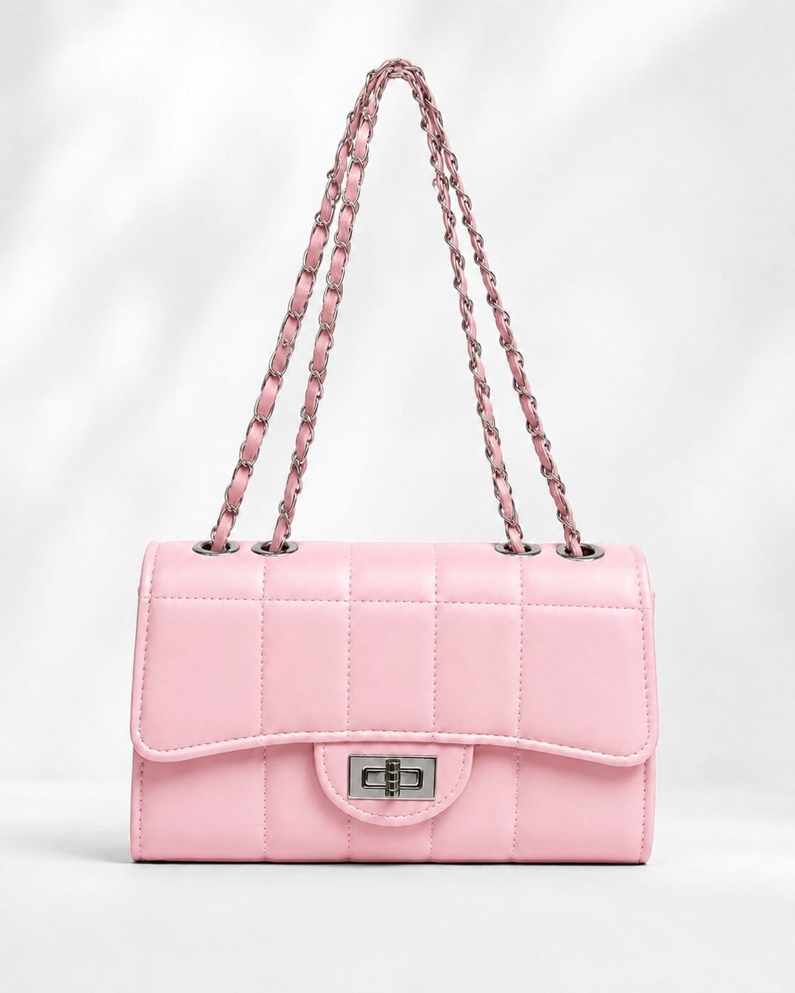 Blush Luxe Quilted Chain Shoulder Bag
