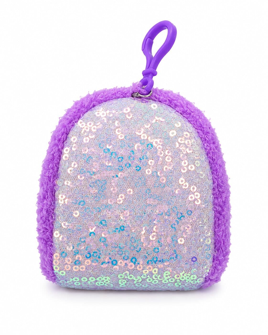 Twinkle Bow Glitter Mini Pouch Keychain – Purple — image 2
