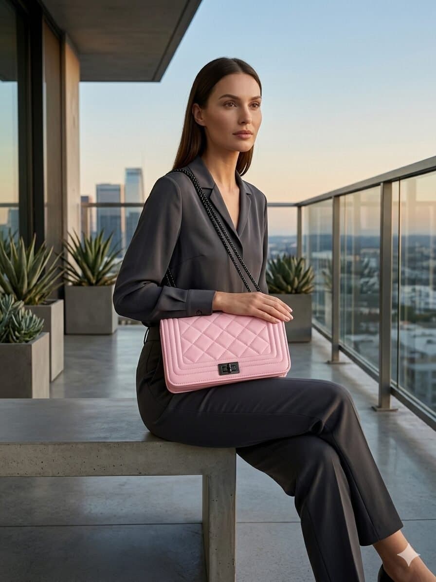 Blush Luxe Quilted Chain Shoulder Bag — image 5