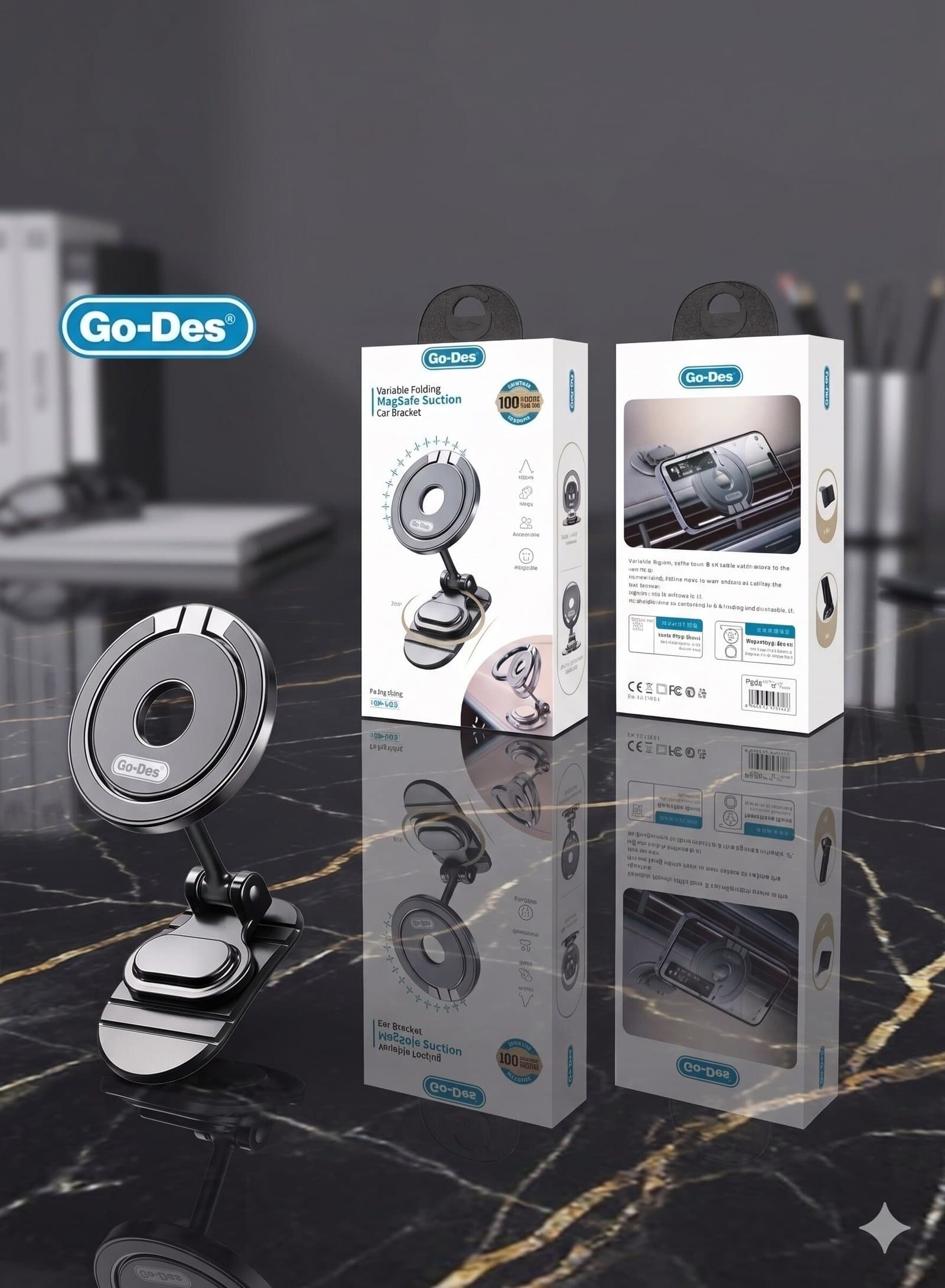 Go-Des Variable Folding MagSafe Suction Car Bracket