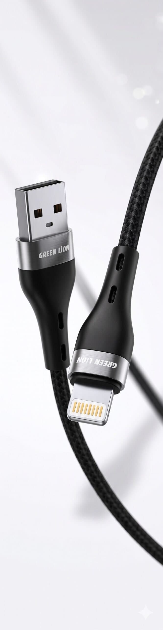 Green Lion USB-A to Lightning Braided Cable - Black