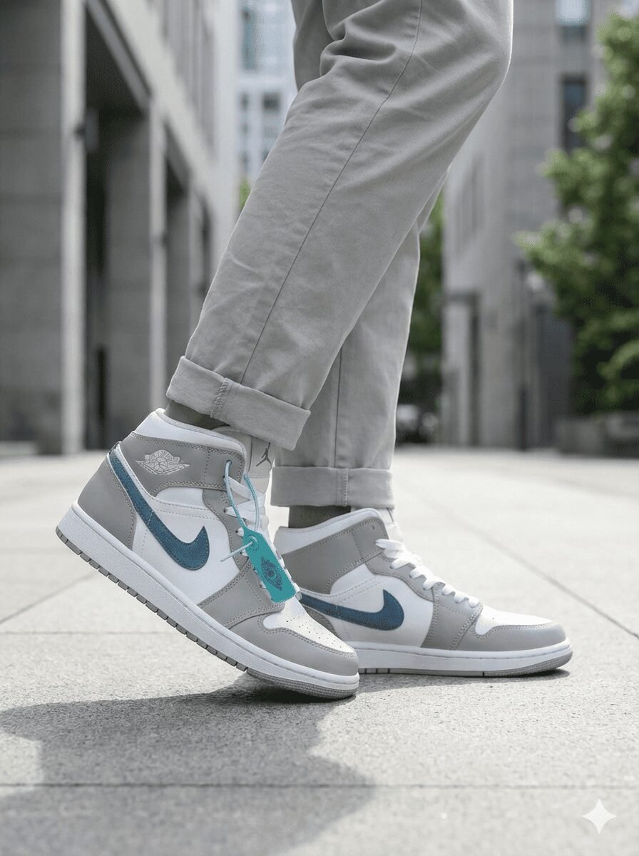 Heritage Air Mid Wolf Grey with Teal Accents