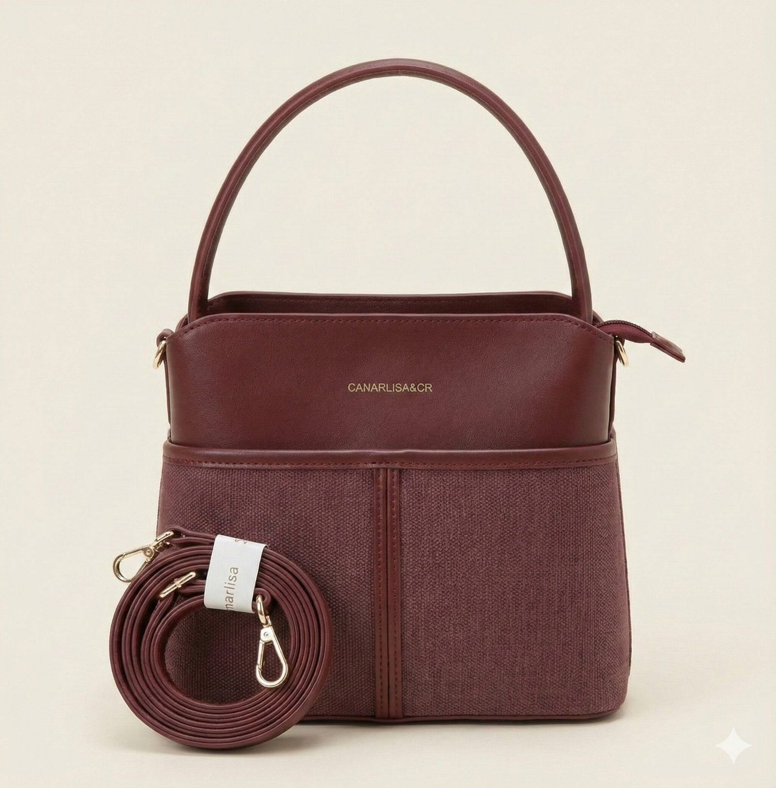 the two tone textured satchel – deep burgundy